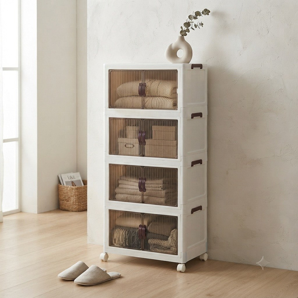 Juana 4-Tier Foldable Storage Boxes - 56x32x126 cm-hbxbedroom-bedroomaccessories-bedroomstorage-image-1