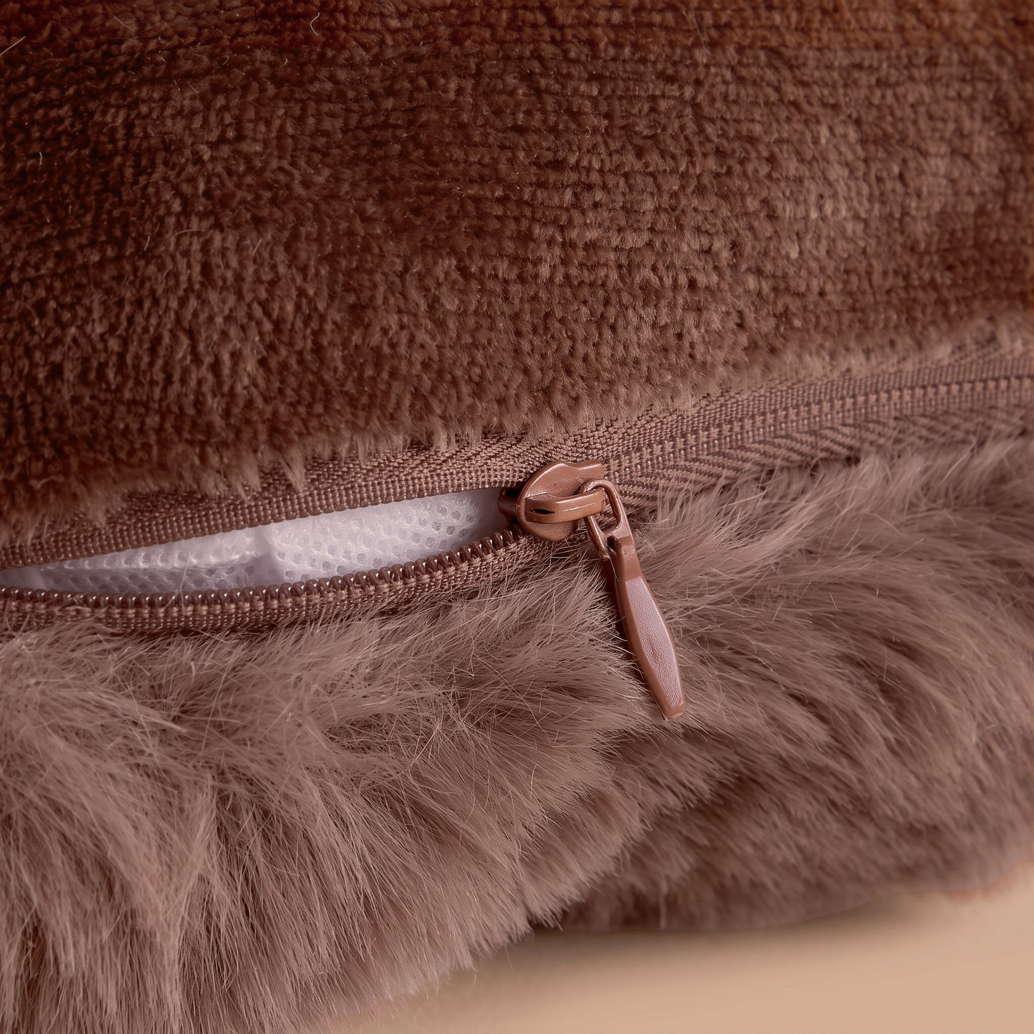 Ness 2-Side Brushed Bubble Faux Fur Filled Cushion - 50x50 cm-hbxlivingroom-furnishings-cushionsandcovers-filledcushions-image-2