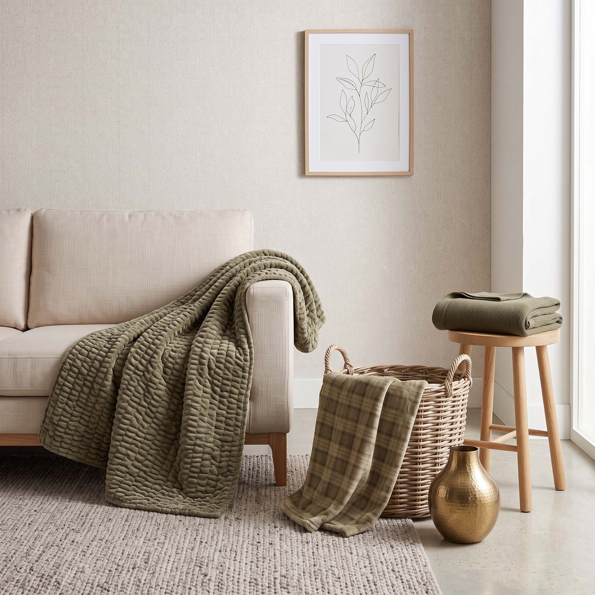 Lla Ura Check Printed Faux Rabbit Fur Throw - 130x170 cm-hbxdecorandfurnishings-bedding-throws-image-5