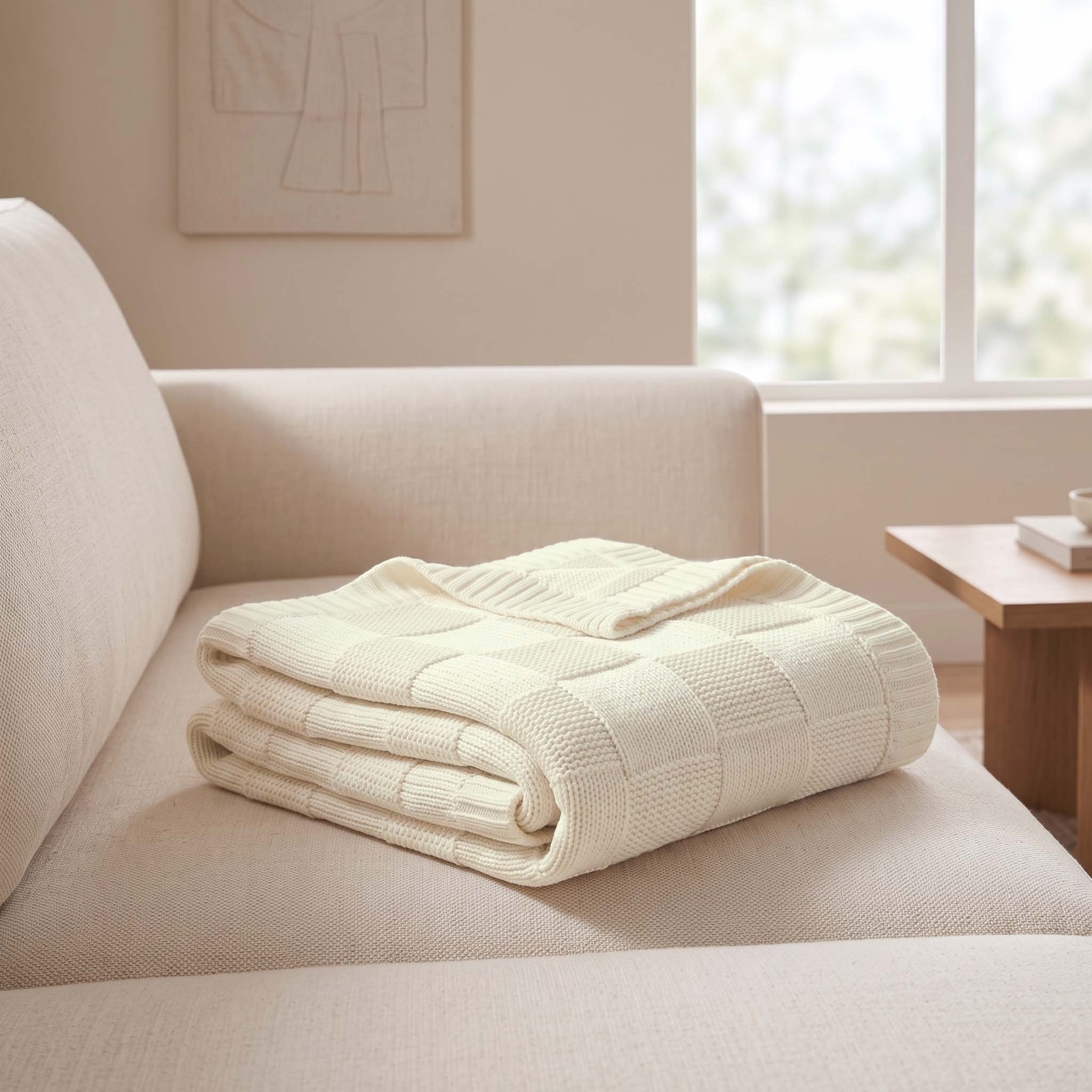 Breda Check Knitted Acrylic Throw - 130x170 cm-hbxdecorandfurnishings-bedding-throws-image-3
