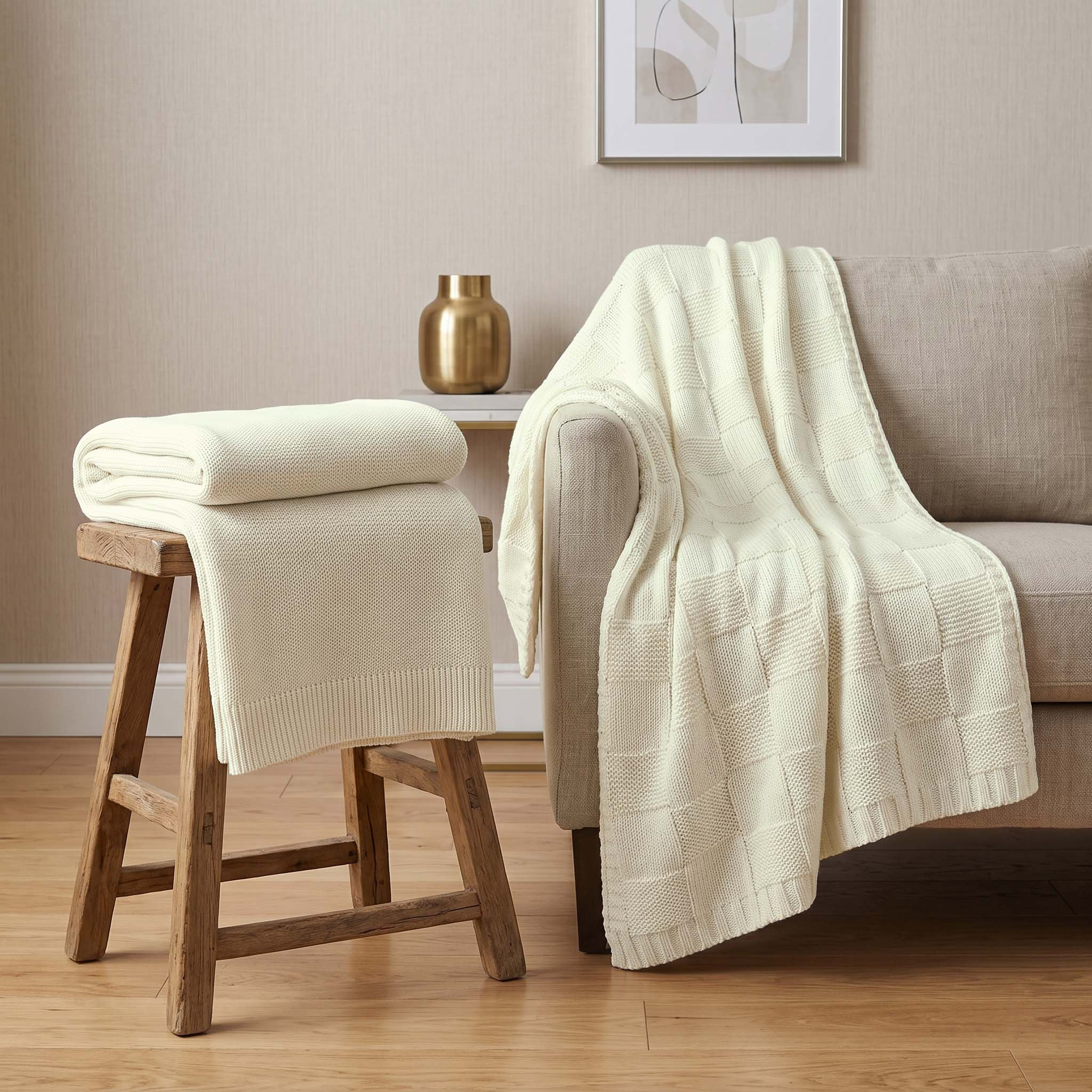 Breda Check Knitted Acrylic Throw - 130x170 cm-hbxdecorandfurnishings-bedding-throws-image-5