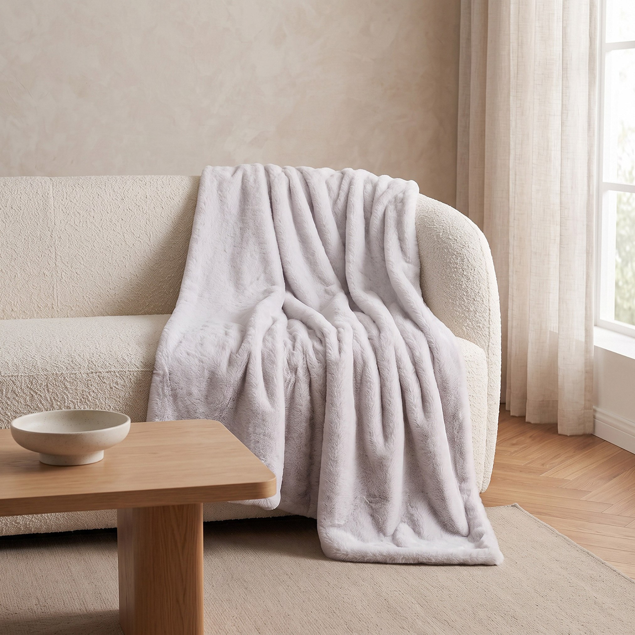 Lla Ura Rabbit Fur Double layer Throw - 130x170 cm-hbxdecorandfurnishings-bedding-throws-image-1