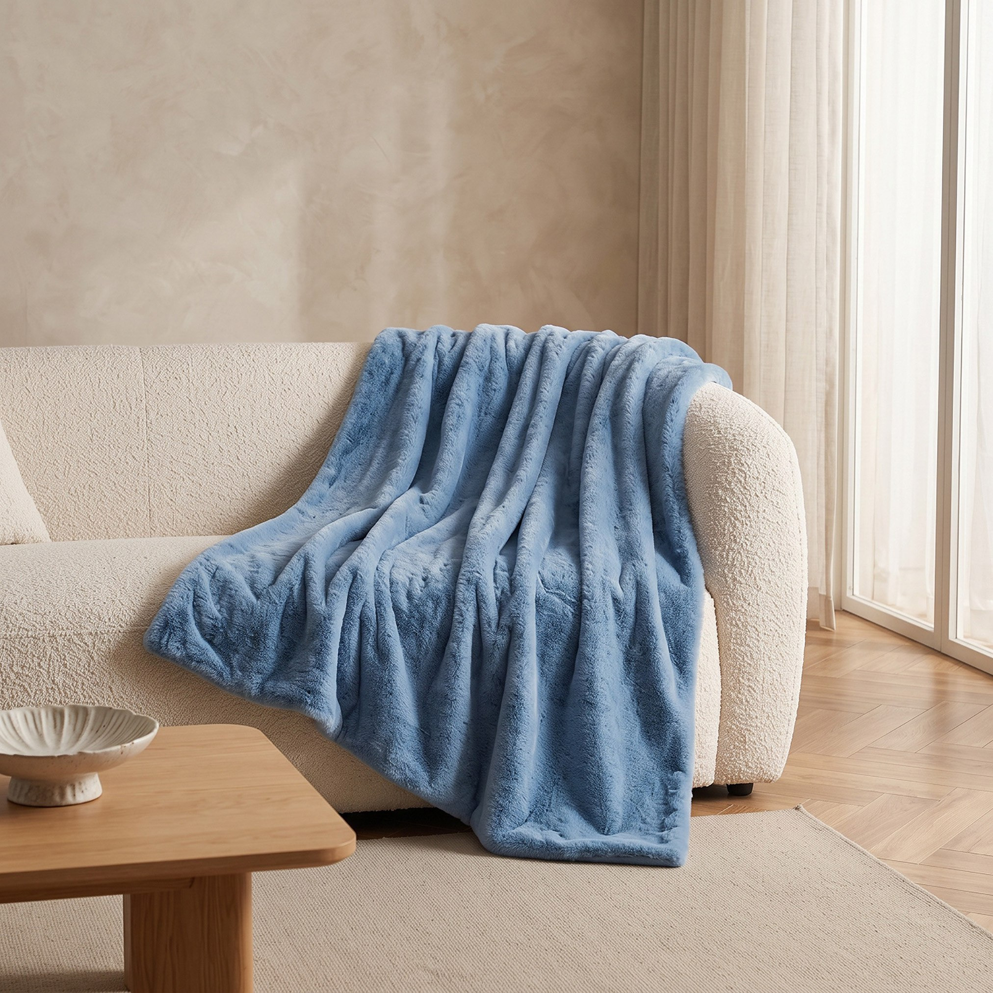 Lla Ura Rabbit Fur Double layer Throw - 130x170 cm-hbxdecorandfurnishings-bedding-throws-image-1