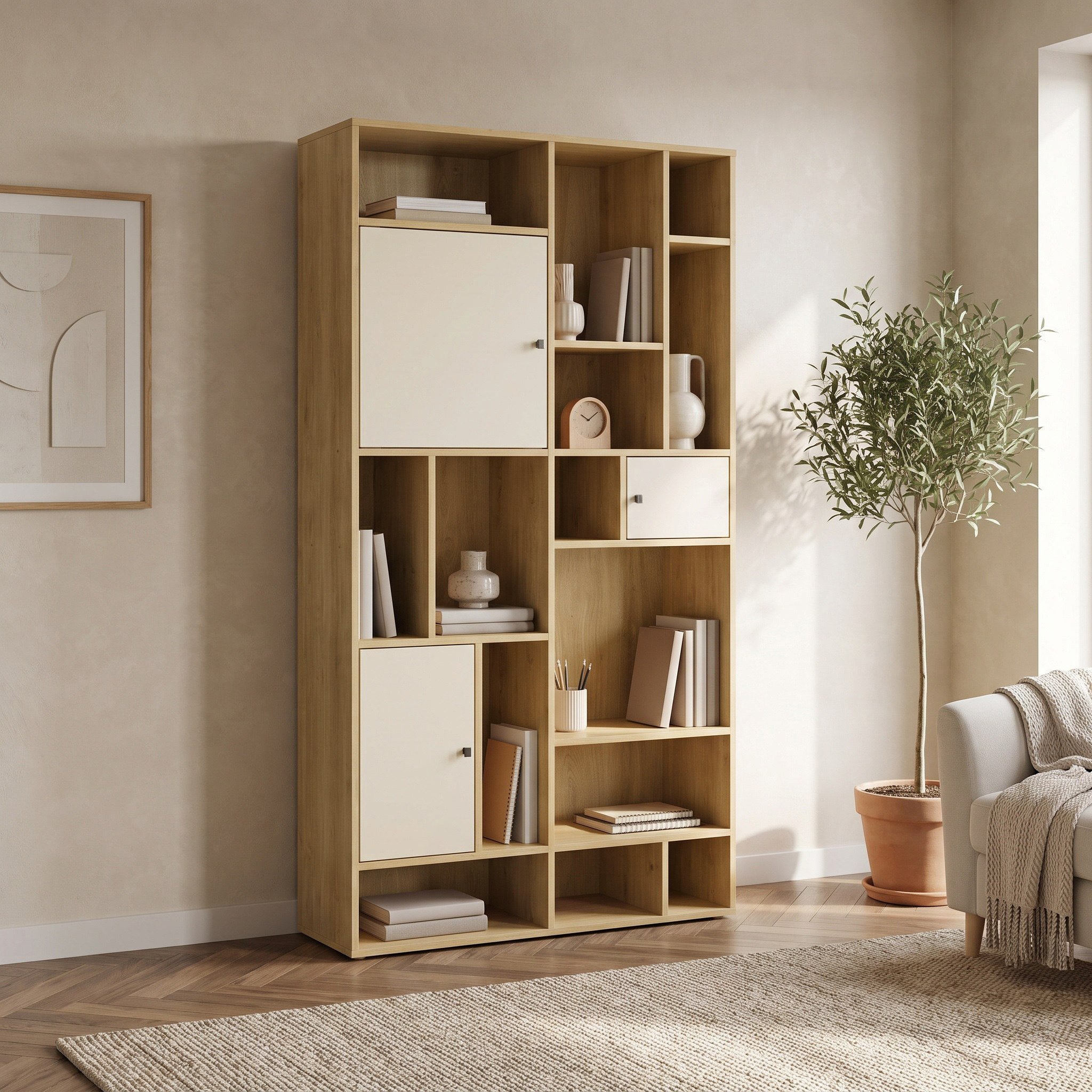 خزانة كتب واسعة بـ3 أبواب ورف مفتوح من كورسيكا-hbxfurniture-office-bookcases-image-2