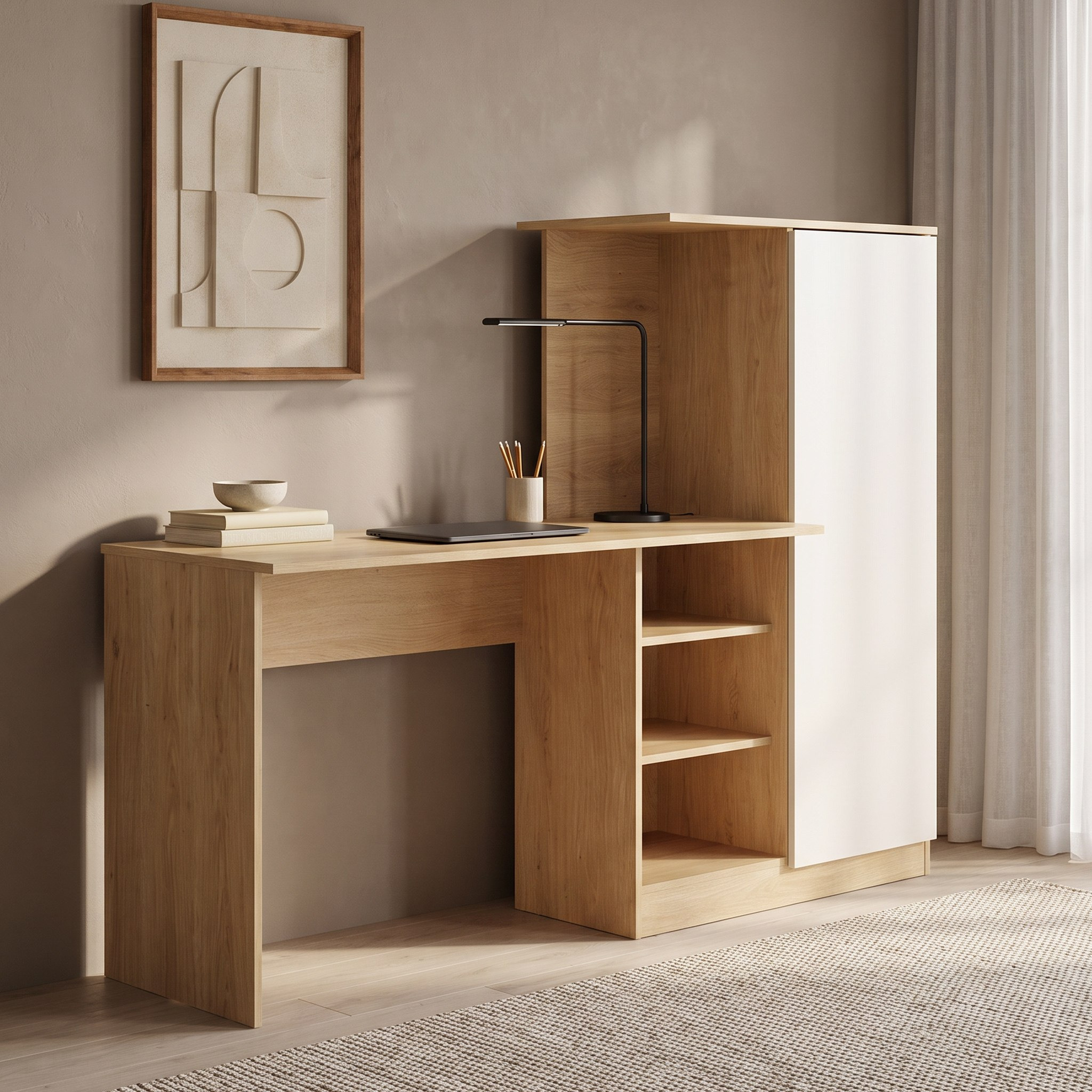 Corsica 1 Door Study Desk with Open Bookcase-hbxfurniture-office-desks-image-1