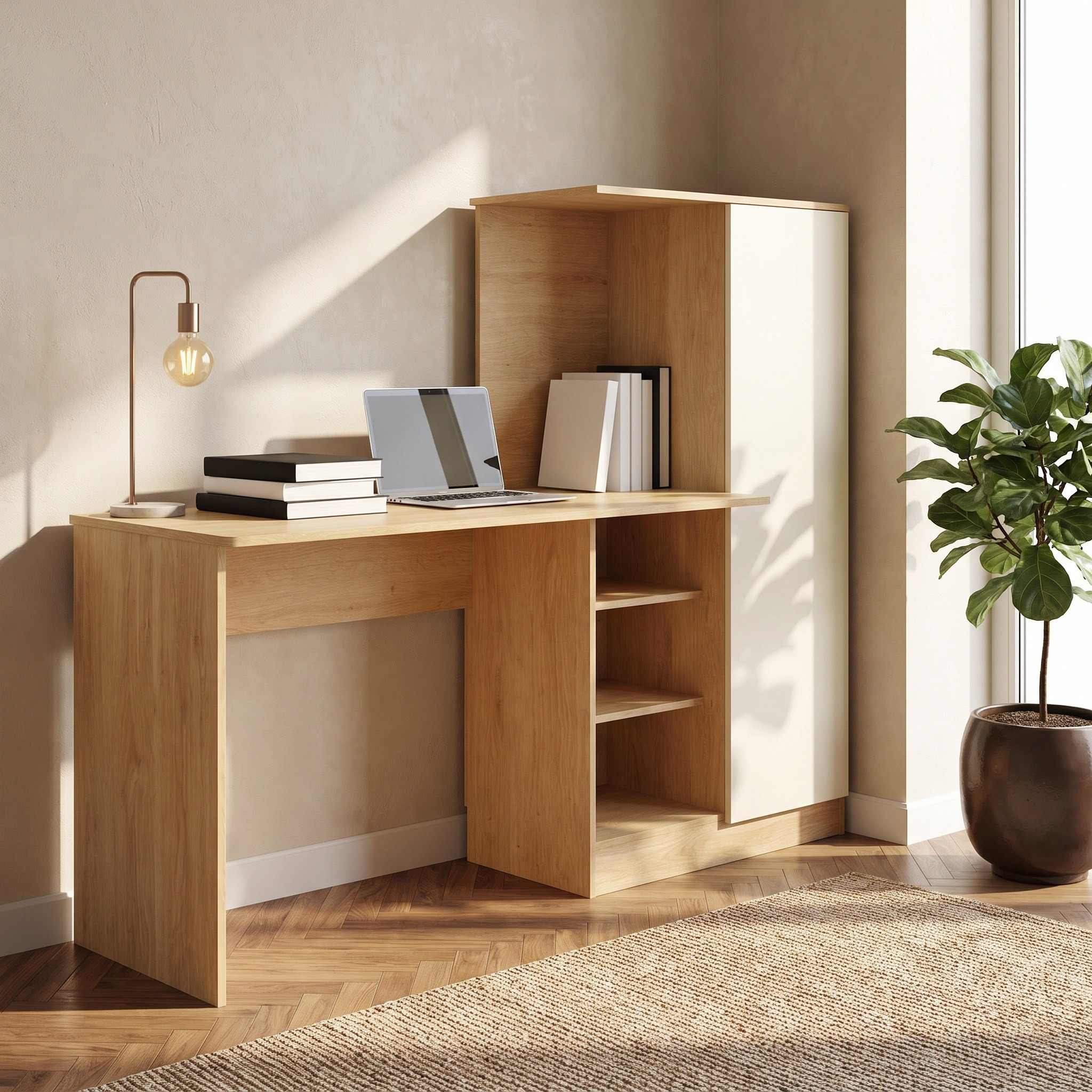 Corsica 1 Door Study Desk with Open Bookcase-hbxfurniture-office-desks-image-2