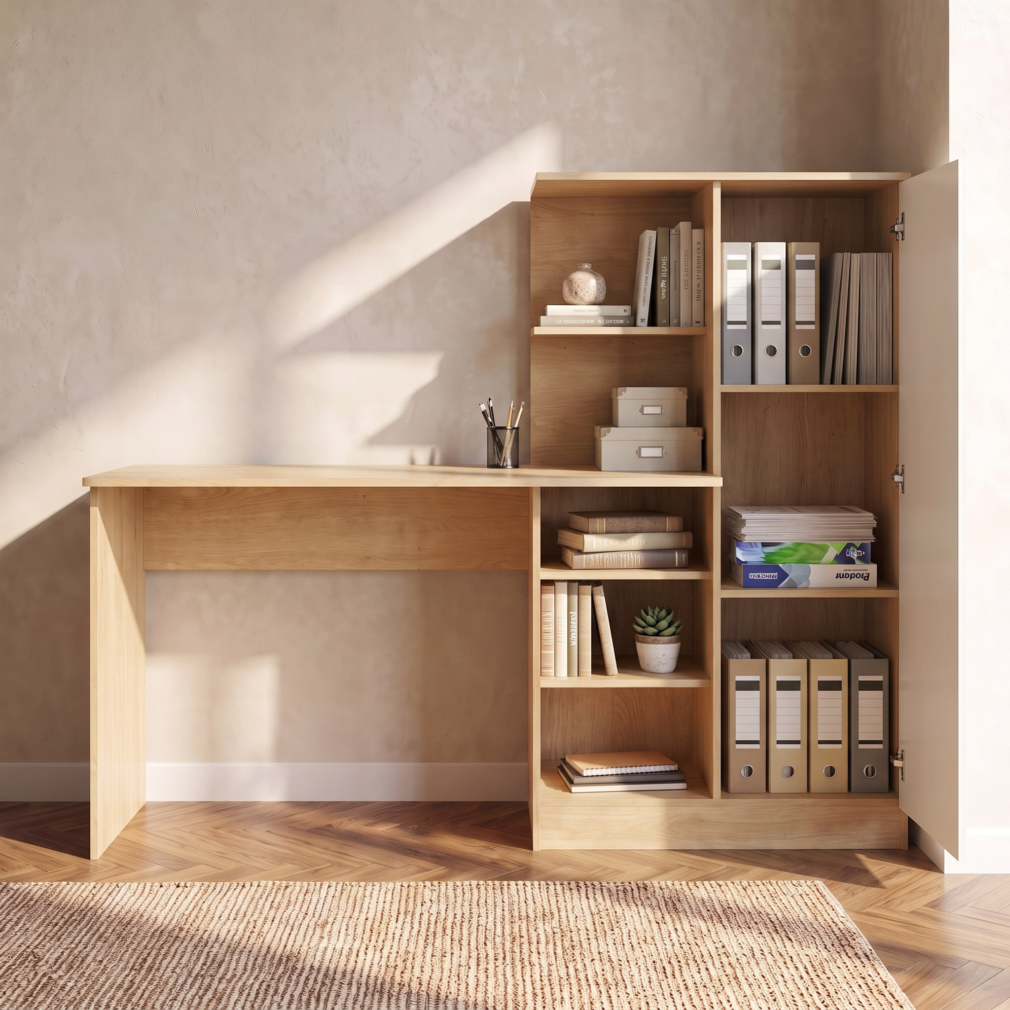 Corsica 1 Door Study Desk with Open Bookcase-hbxfurniture-office-desks-image-4
