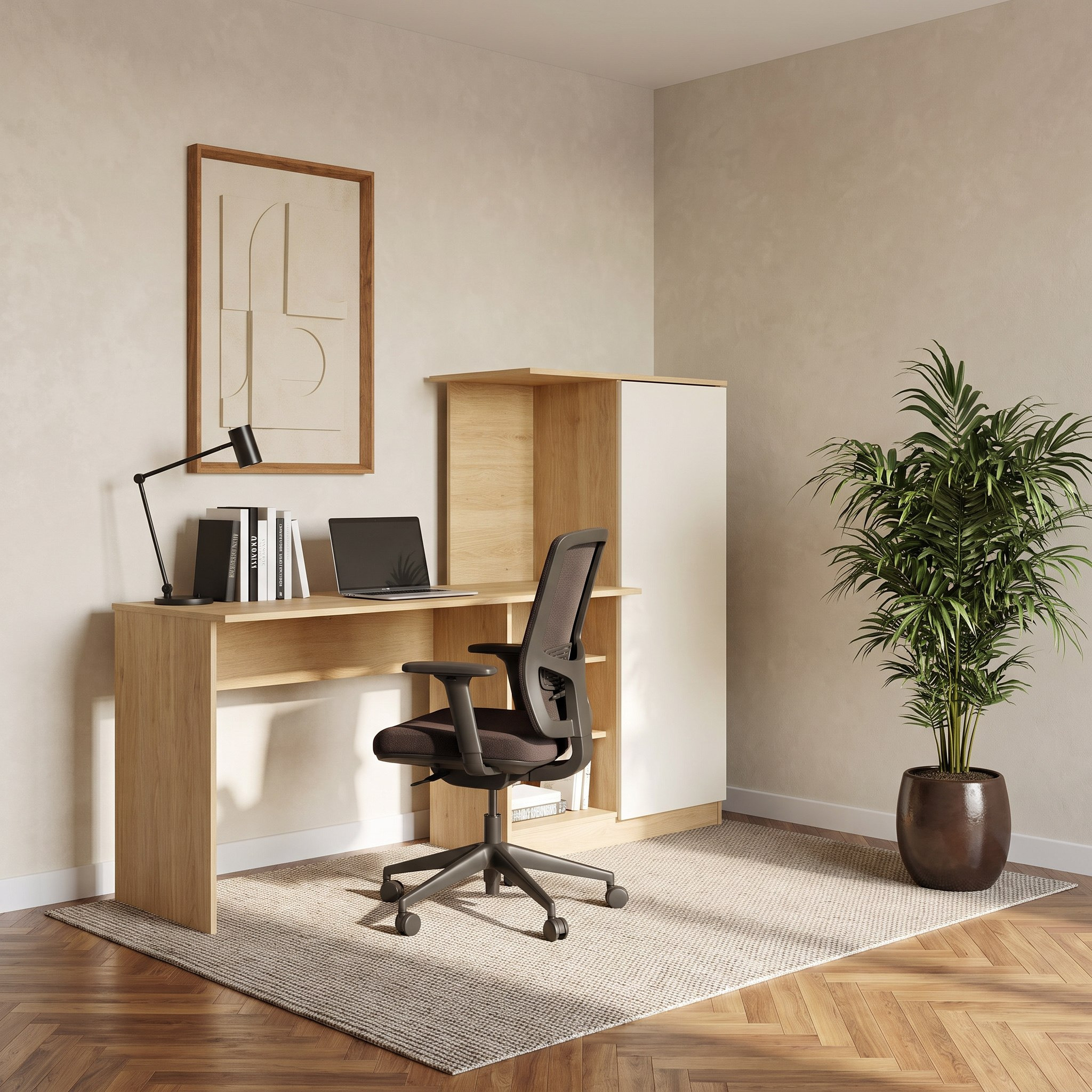Corsica 1 Door Study Desk with Open Bookcase-hbxfurniture-office-desks-image-7