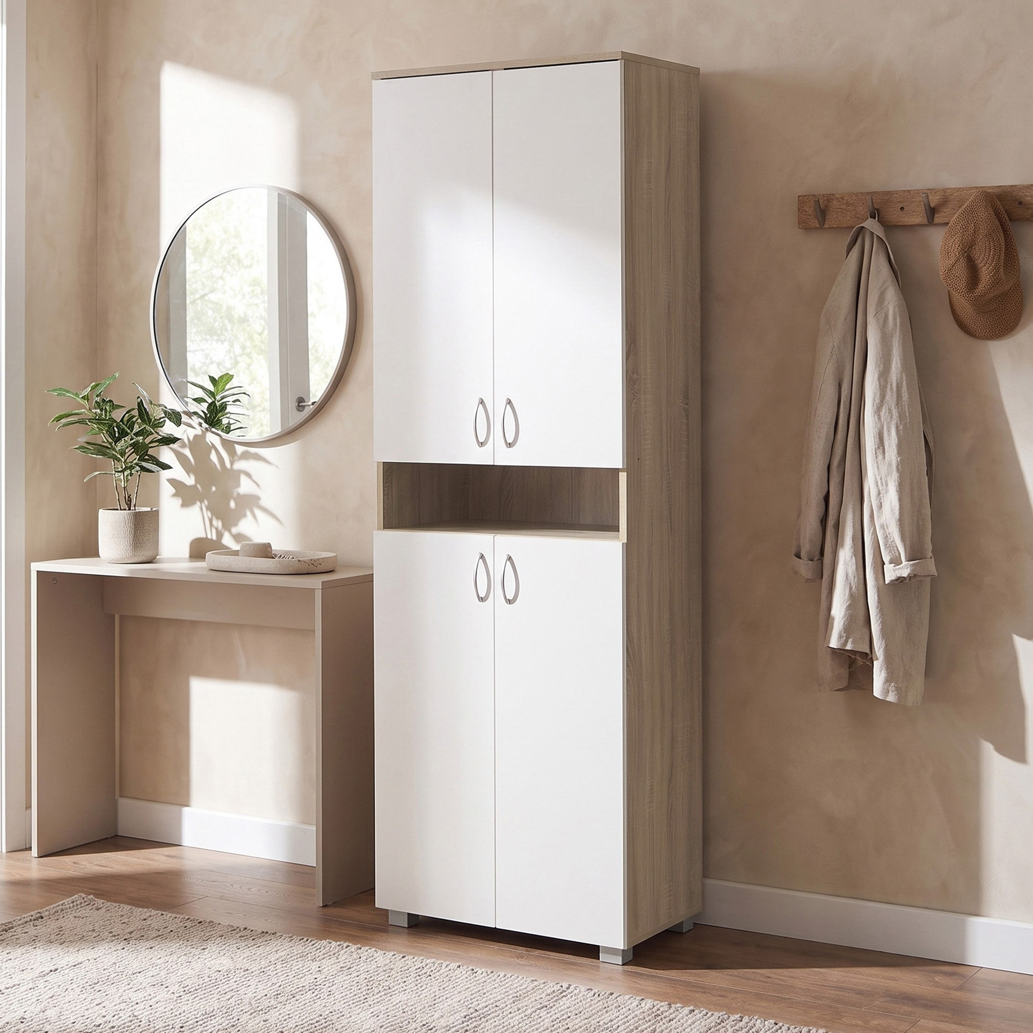 Capri 33 Pairs Tall 4-Door Shoe Cabinet with Open Shelf-hbxbedroom-shoecabinetsandracks-image-1