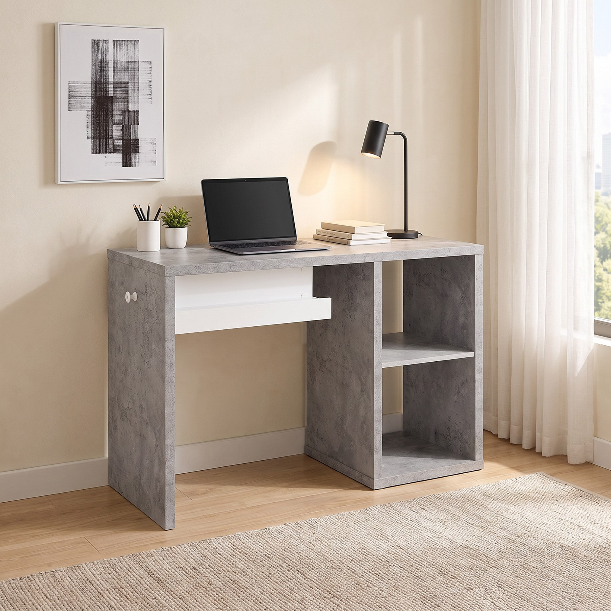 مكتب دراسة مدمج مع رف مفتوح نكست من ألفورد إيسلت-hbxfurniture-office-desks-image-1