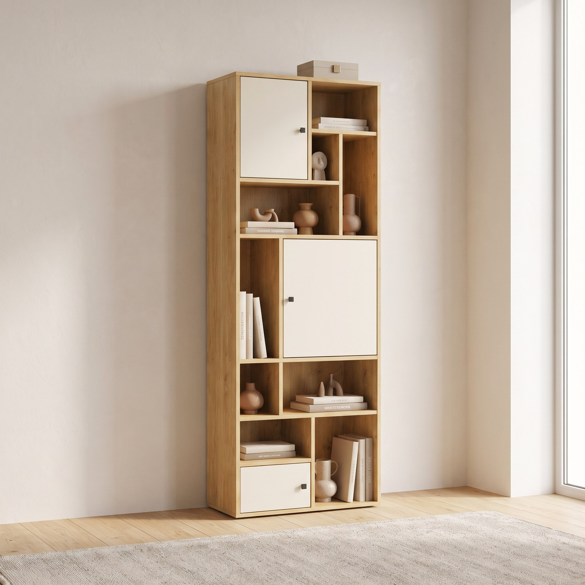خزانة كتب بأرفف مفتوحة و3 أبواب من كورسيكا-hbxfurniture-office-bookcases-image-2