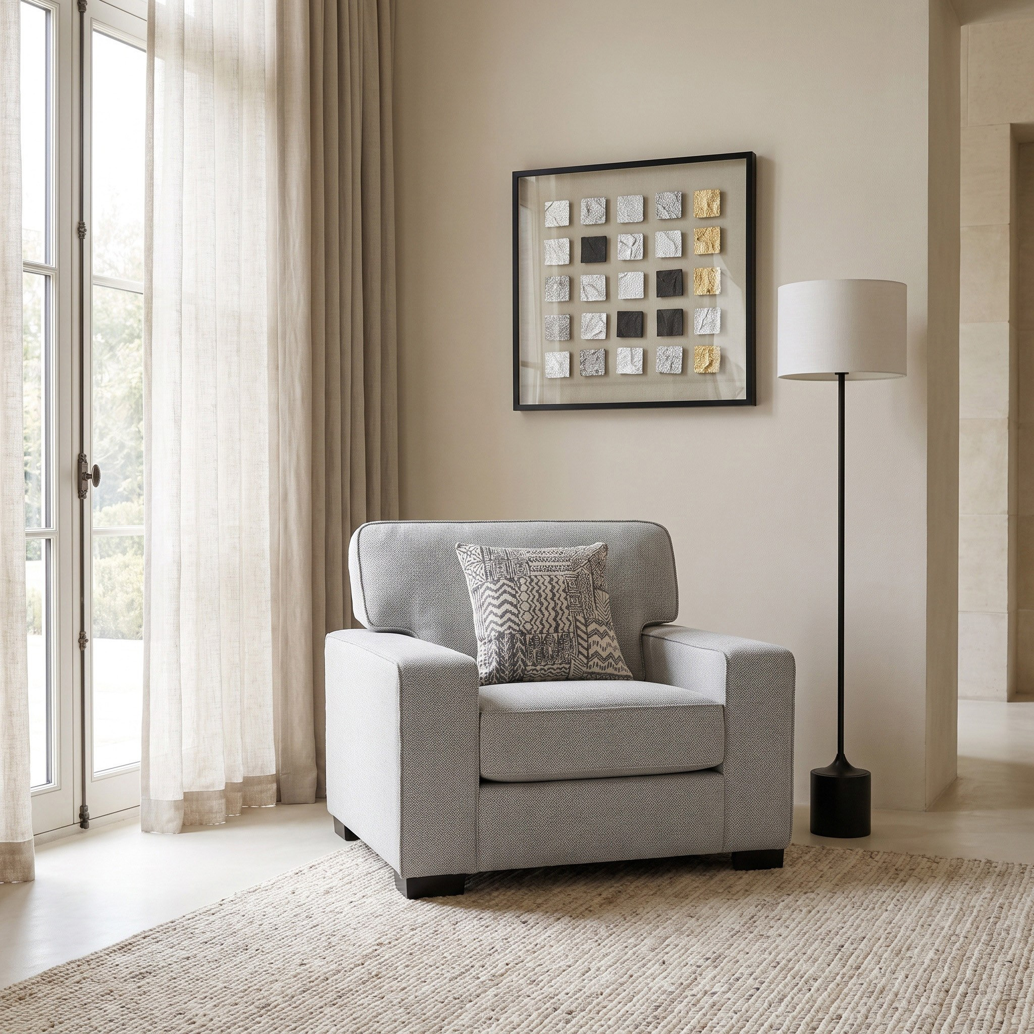 كرسي قماش بمساند ذراعين مع وسادة من كانس-hbxfurniture-sofasandarmchairs-armchairs-image-1