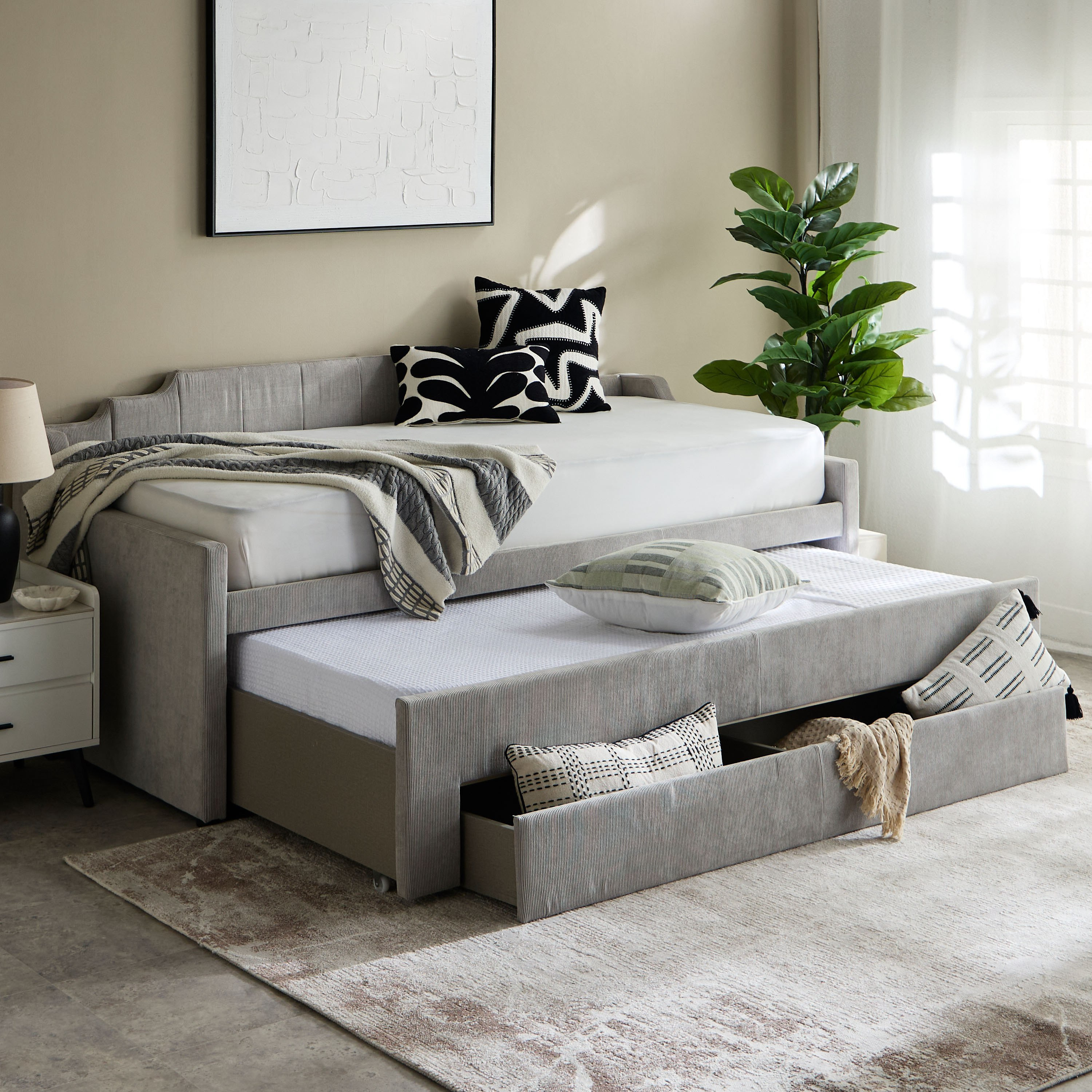 سرير نهاري منجد مع سرير قابل للسحب ودرج من موفو باركفيل - 90×200 سم-hbxfurniture-bedsandbedsets-daybeds-image-12