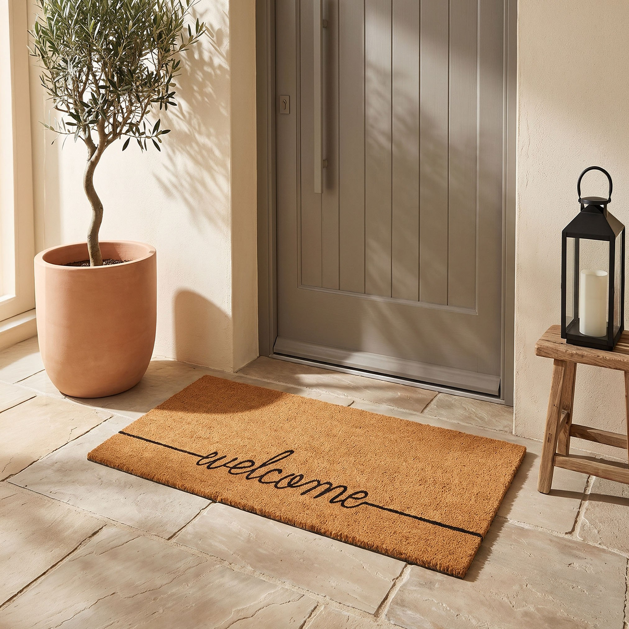 سجادة باب من ألياف جوز الهند بظهر بي في سي وطبعات من ويلكم -  45x120 سم-hbxhomeware-hbxlivingroom-image-4