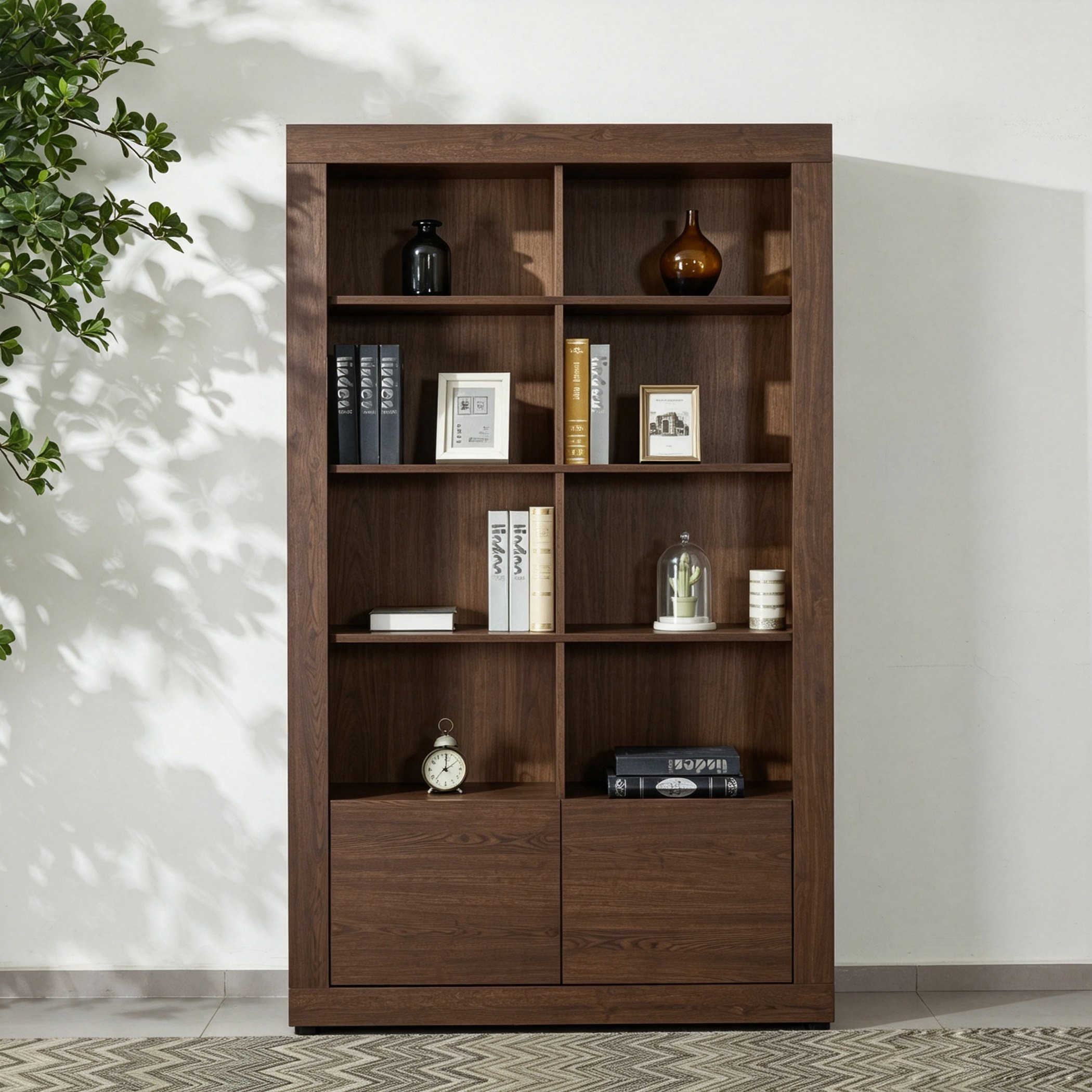 Riccardo 2-Door Bookcase Display Cabinet with Open Shelf-hbxfurniture-office-bookcases-image-1