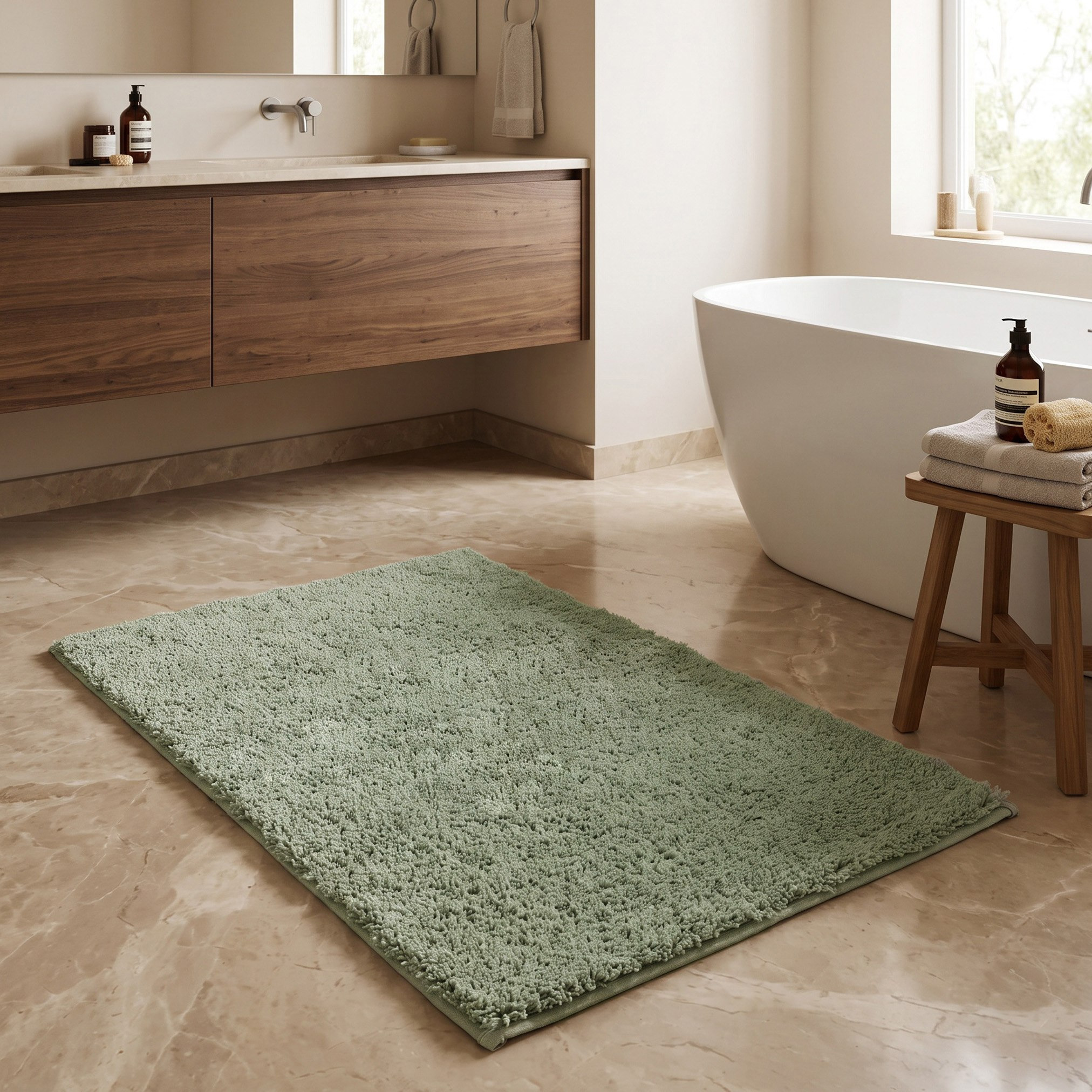 Leah Silky Shag Plush Antiskid Bathmat - 60x90 cm-hbxbedroom-floorcoverings-bathmats-image-1
