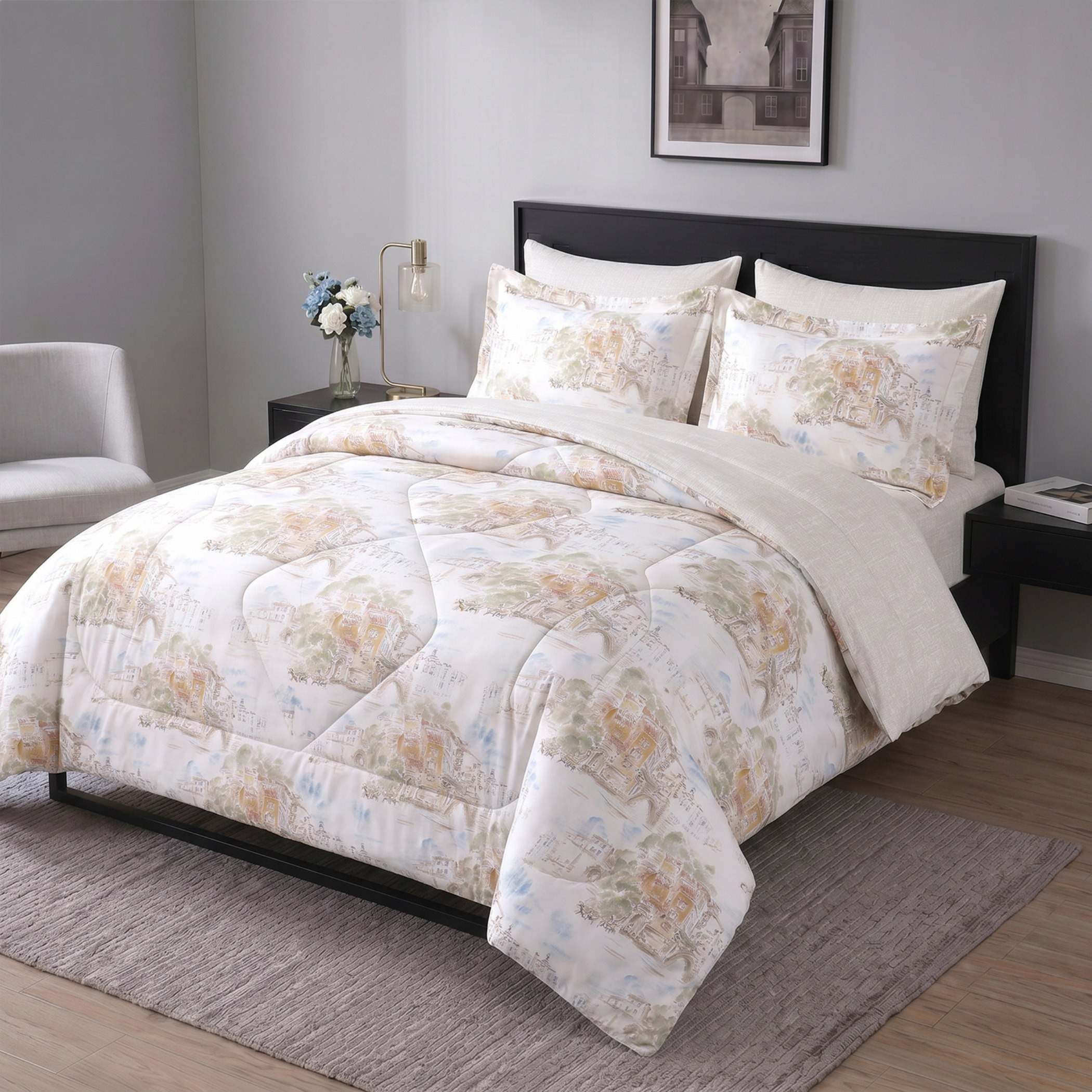Hampton Landscape 6-Piece Microfibre Printed BIAB King Comforter Set - 220x240 cm-hbxhomeware-hbxbedroom-image-1