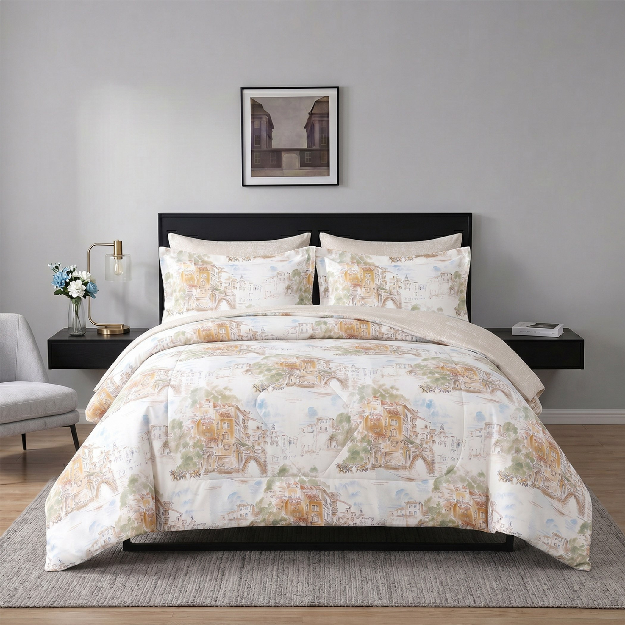 Hampton Landscape 6-Piece Microfibre Printed BIAB King Comforter Set - 220x240 cm-hbxhomeware-hbxbedroom-image-2