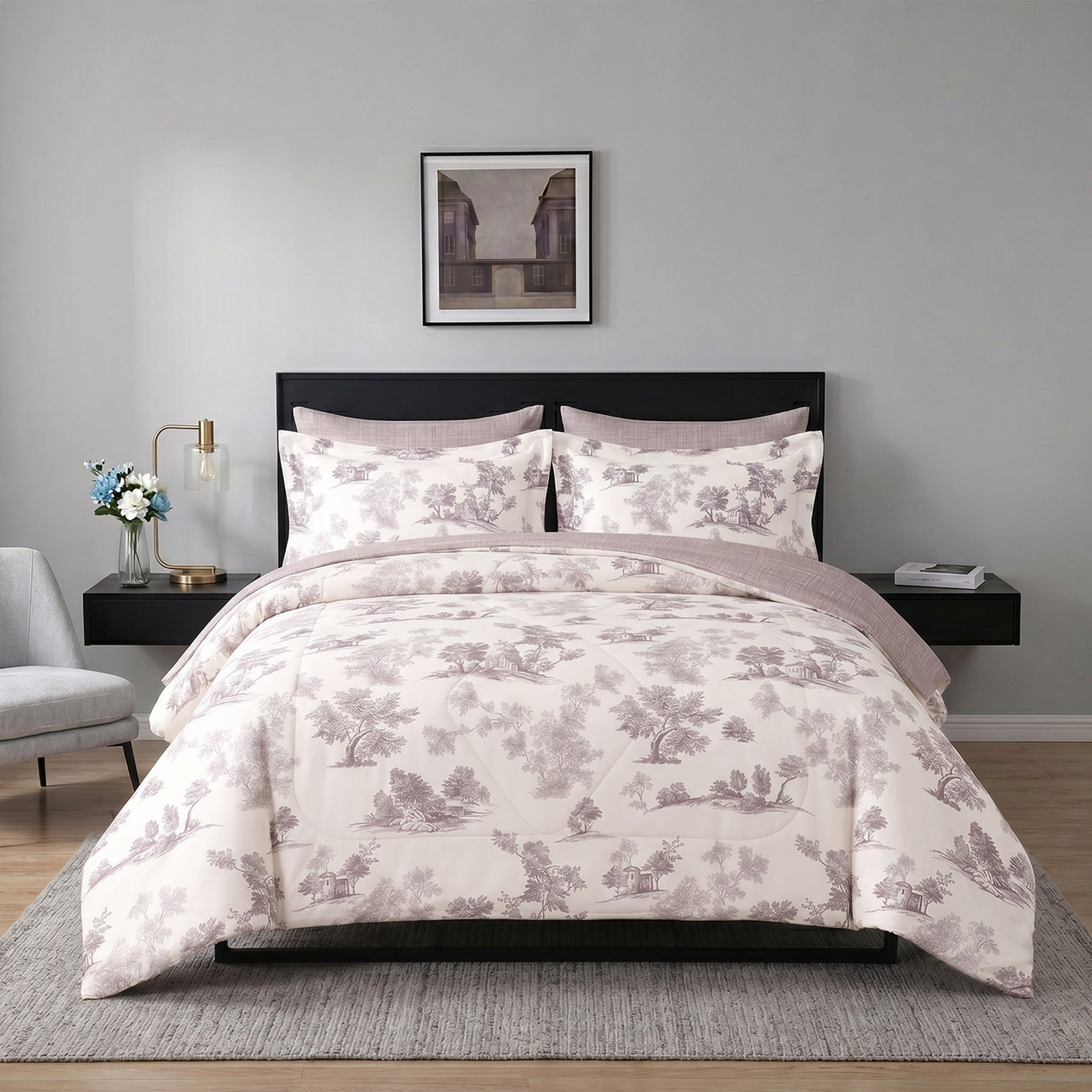 Hampton Toil 6 -Piece Printed BIAB Super King Comforter Set - 240x260 cm-hbxhomeware-hbxbedroom-image-2