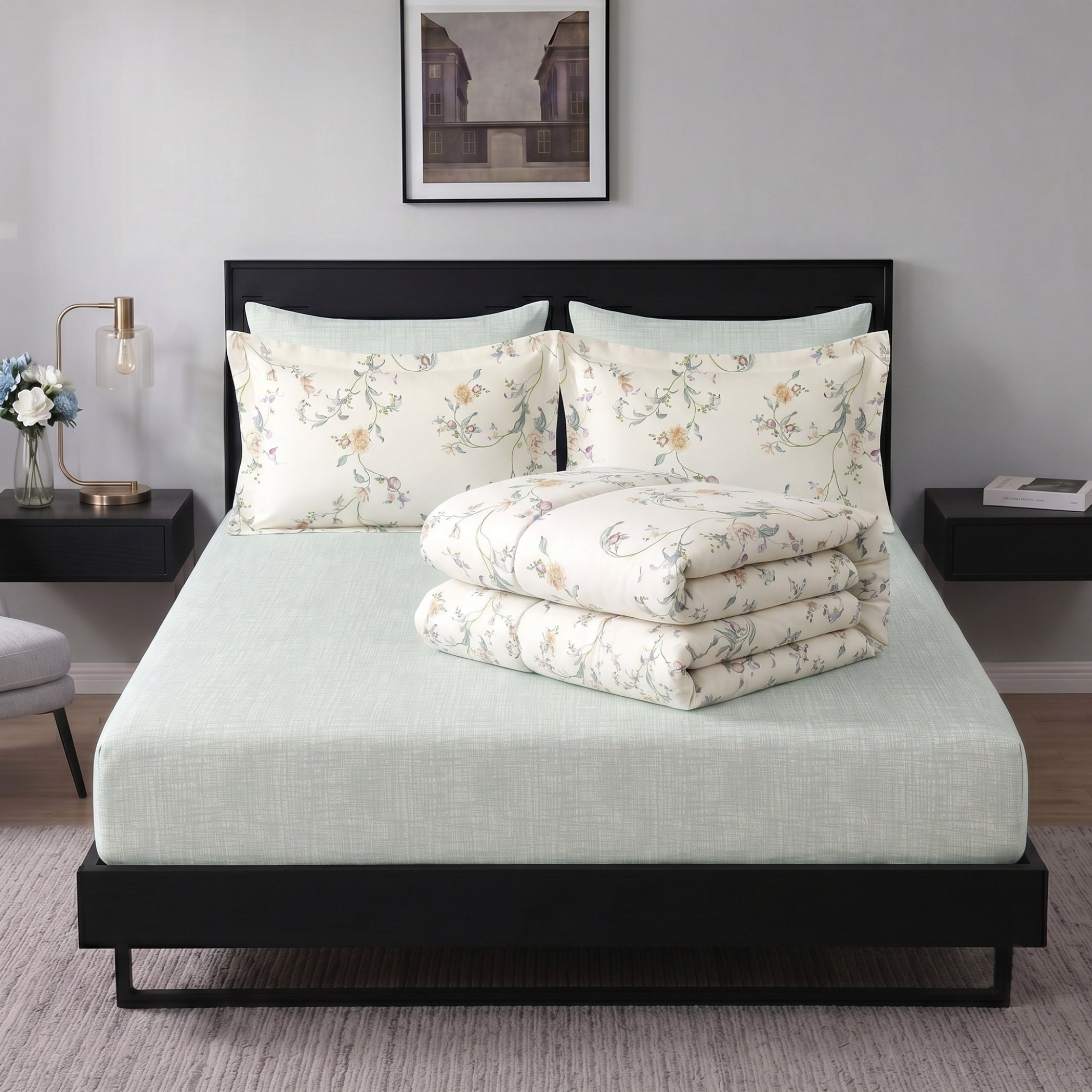 Hampton Floral 6-Piece Printed BIAB Super King Comforter Set - 240x260 cm-hbxhomeware-hbxbedroom-image-3