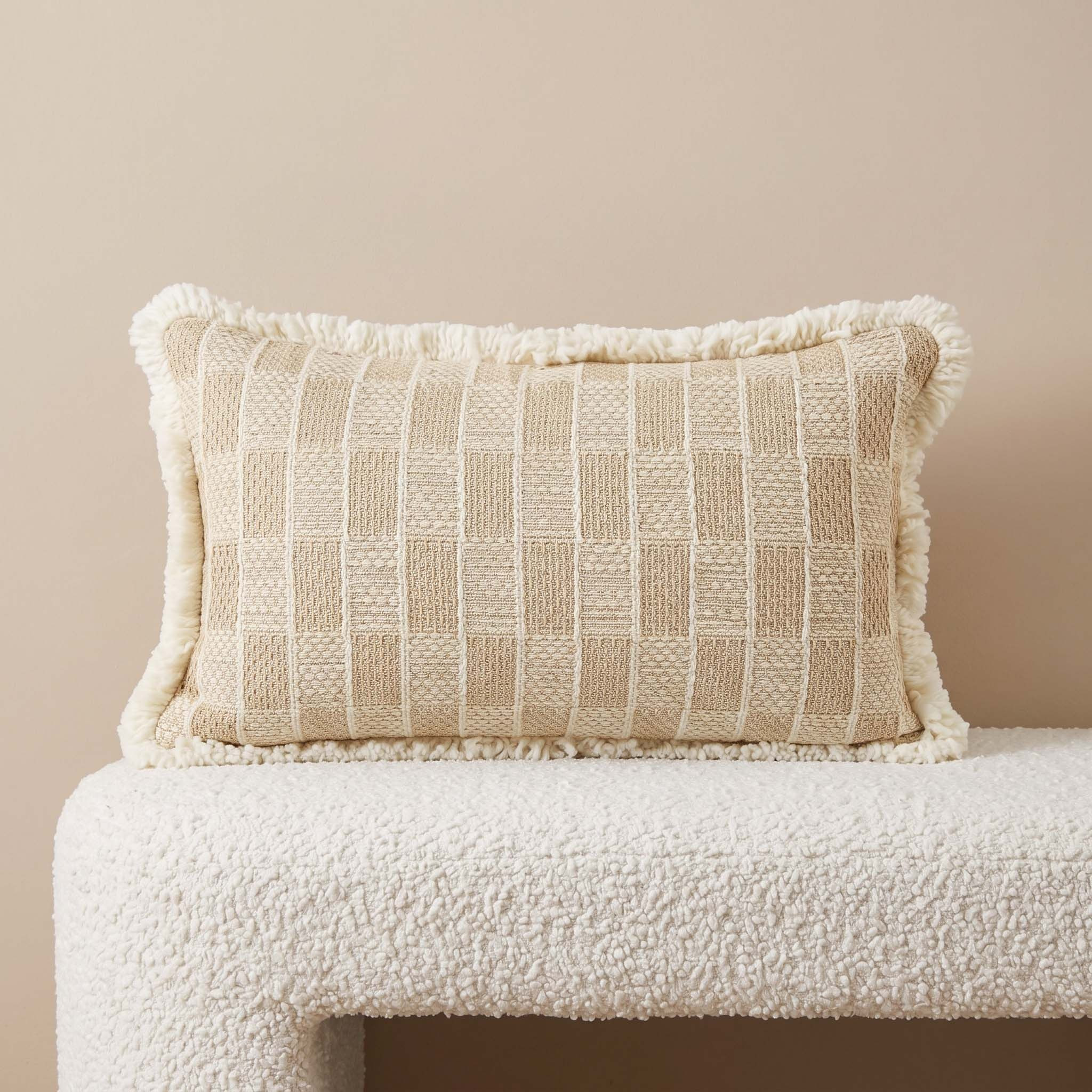 Thea Check Velvet Filled Cushion - 35x60 cm-hbxlivingroom-furnishings-cushionsandcovers-filledcushions-image-1