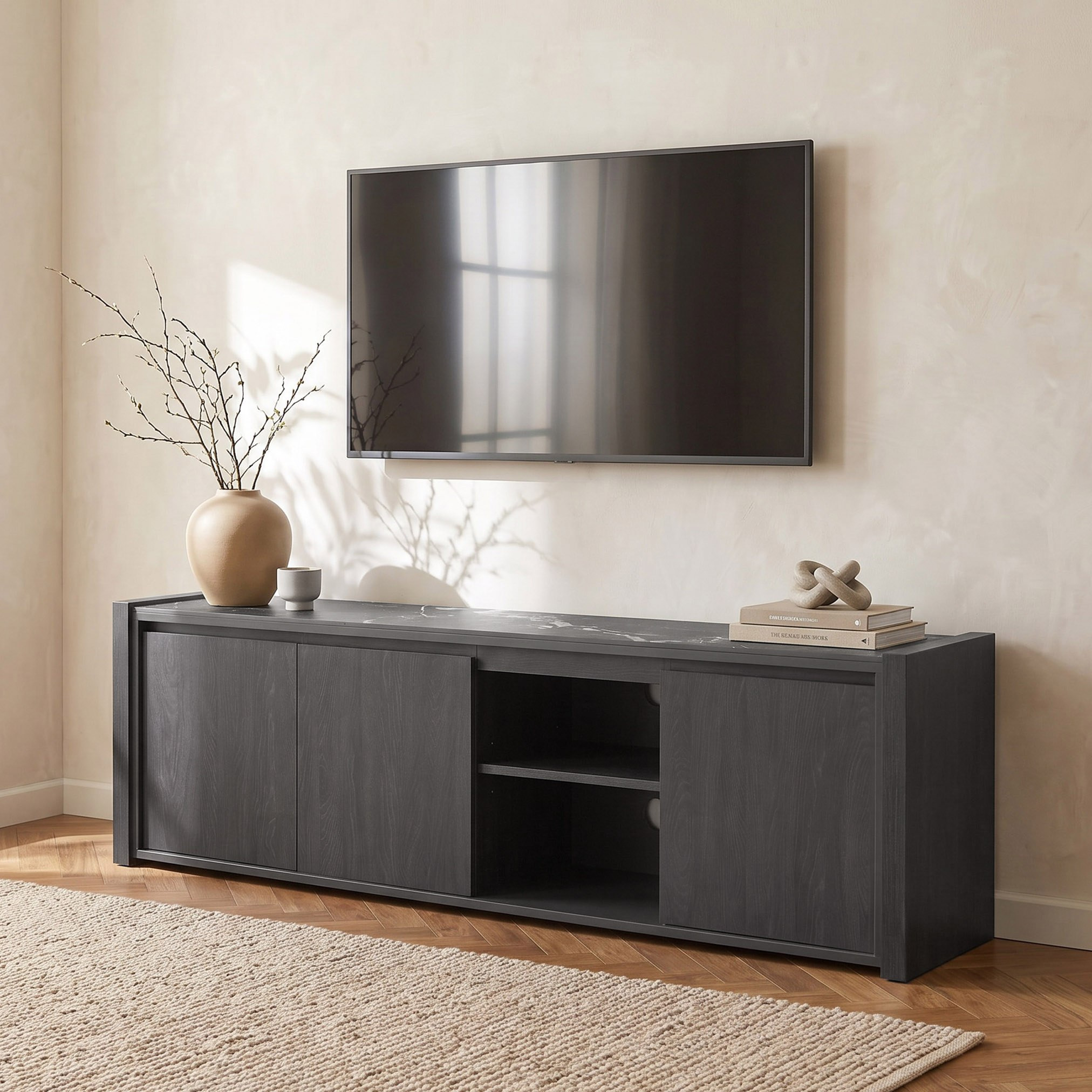 وحدة تلفزيون 1.8 متر بسطح حجر ملبد للتلفزيونات حتى 75 بوصة من ليونور-hbxlivingroom-mediaunitsandstorage-tvunits-image-1