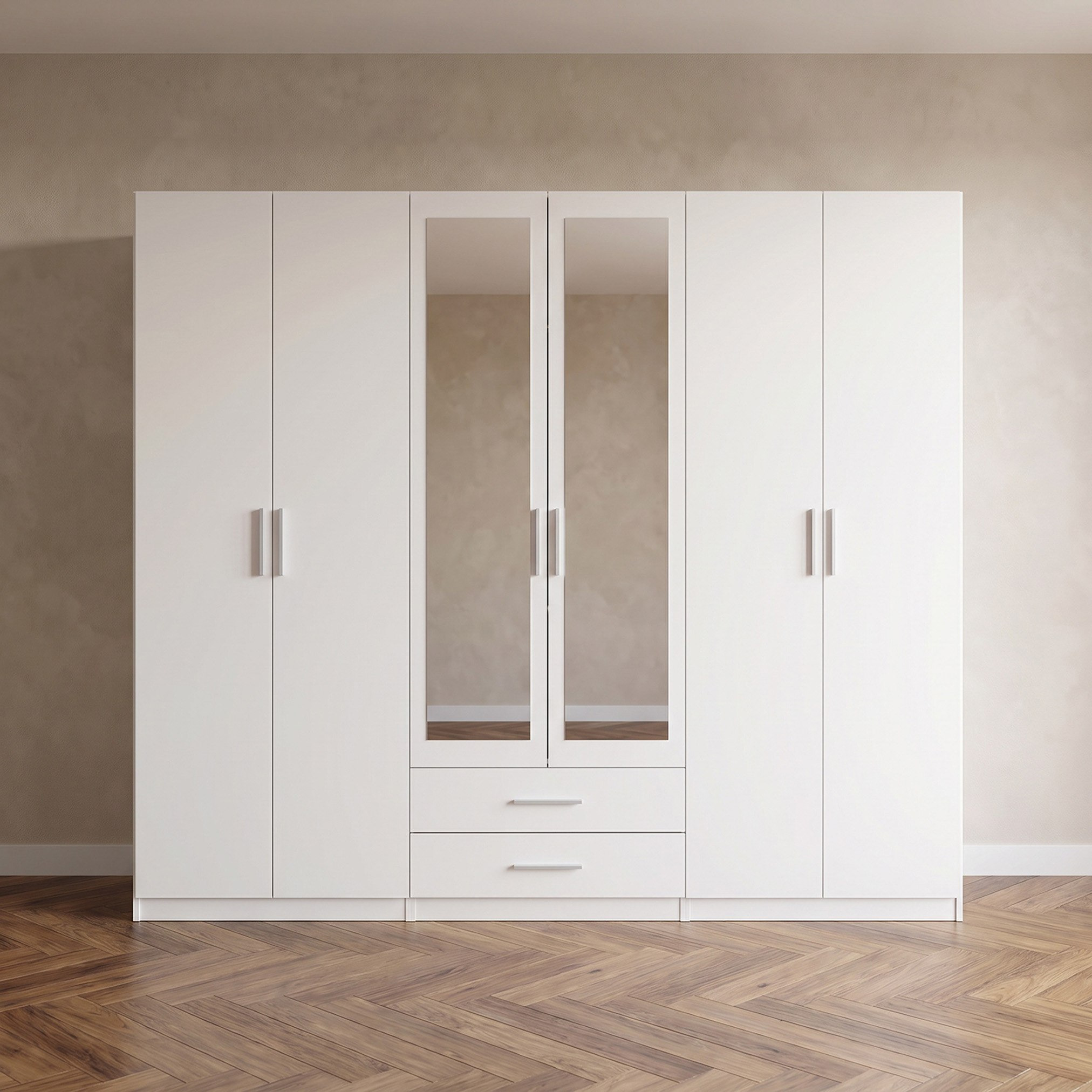 Havana 6-Door Wardrobe with 2-Drawers and Mirrors-hbxfurniture-wardrobes-image-2