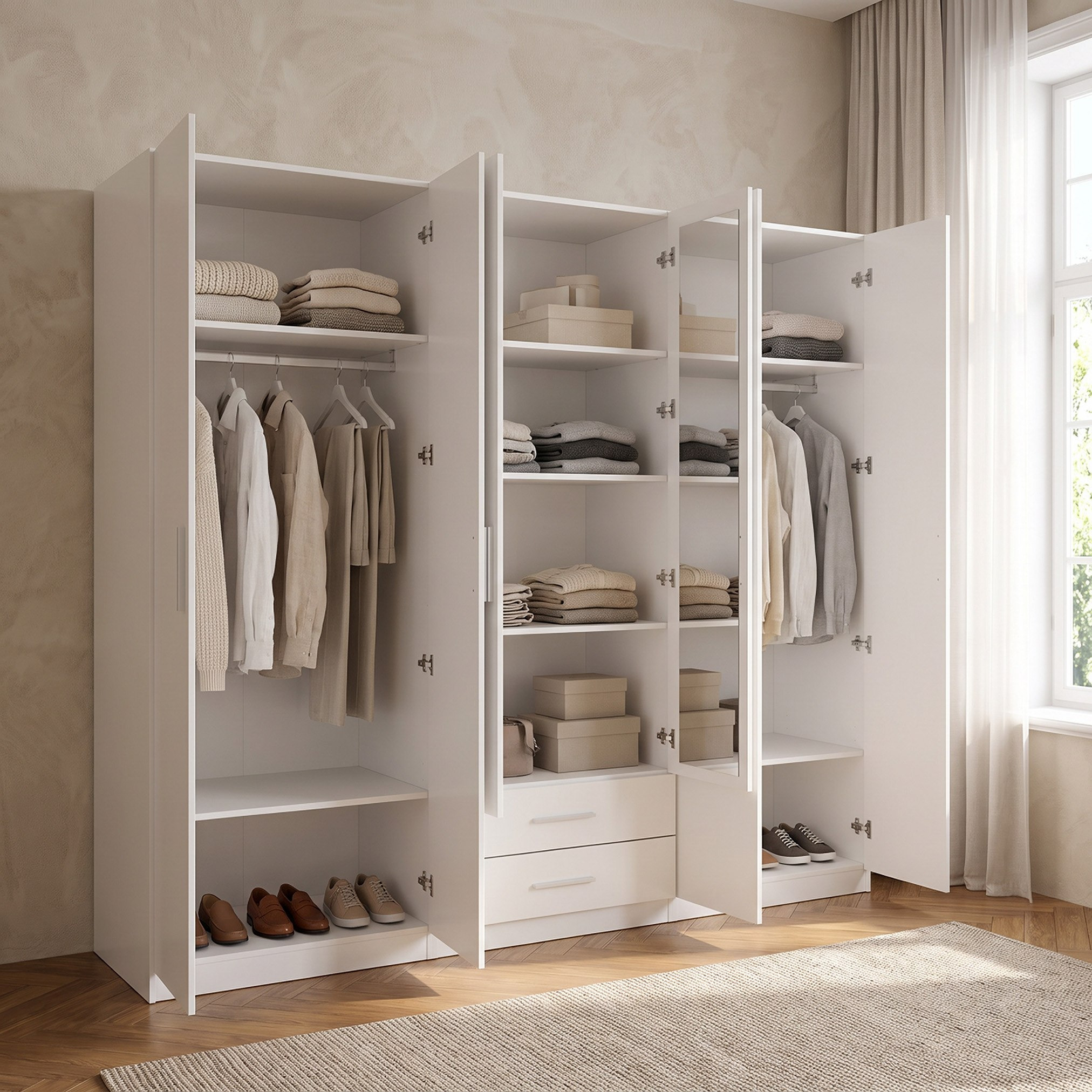 Havana 6-Door Wardrobe with 2-Drawers and Mirrors-hbxfurniture-wardrobes-image-4