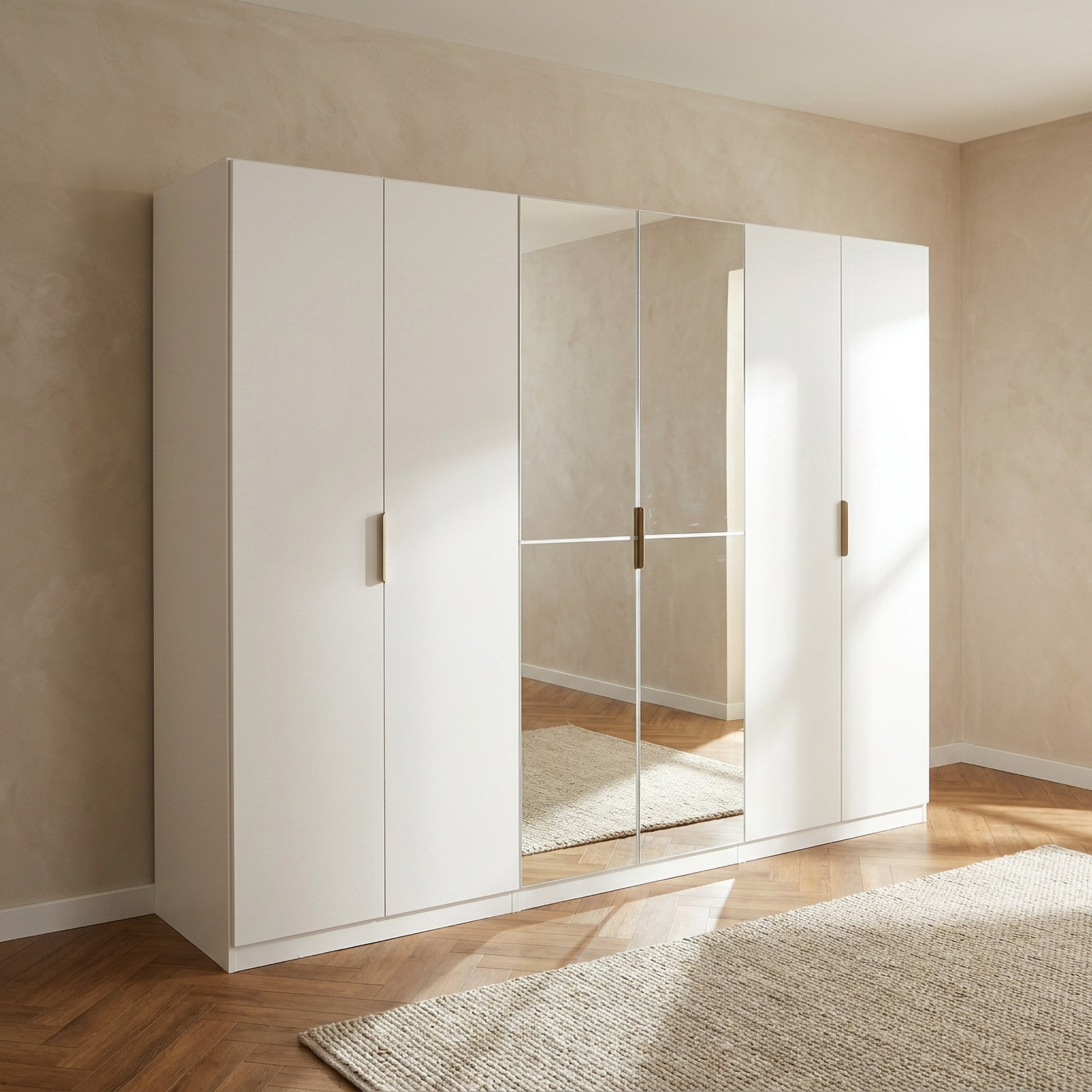 Carlow 6-Door Wardrobe with 2-Drawers and Mirrors-hbxfurniture-wardrobes-image-1