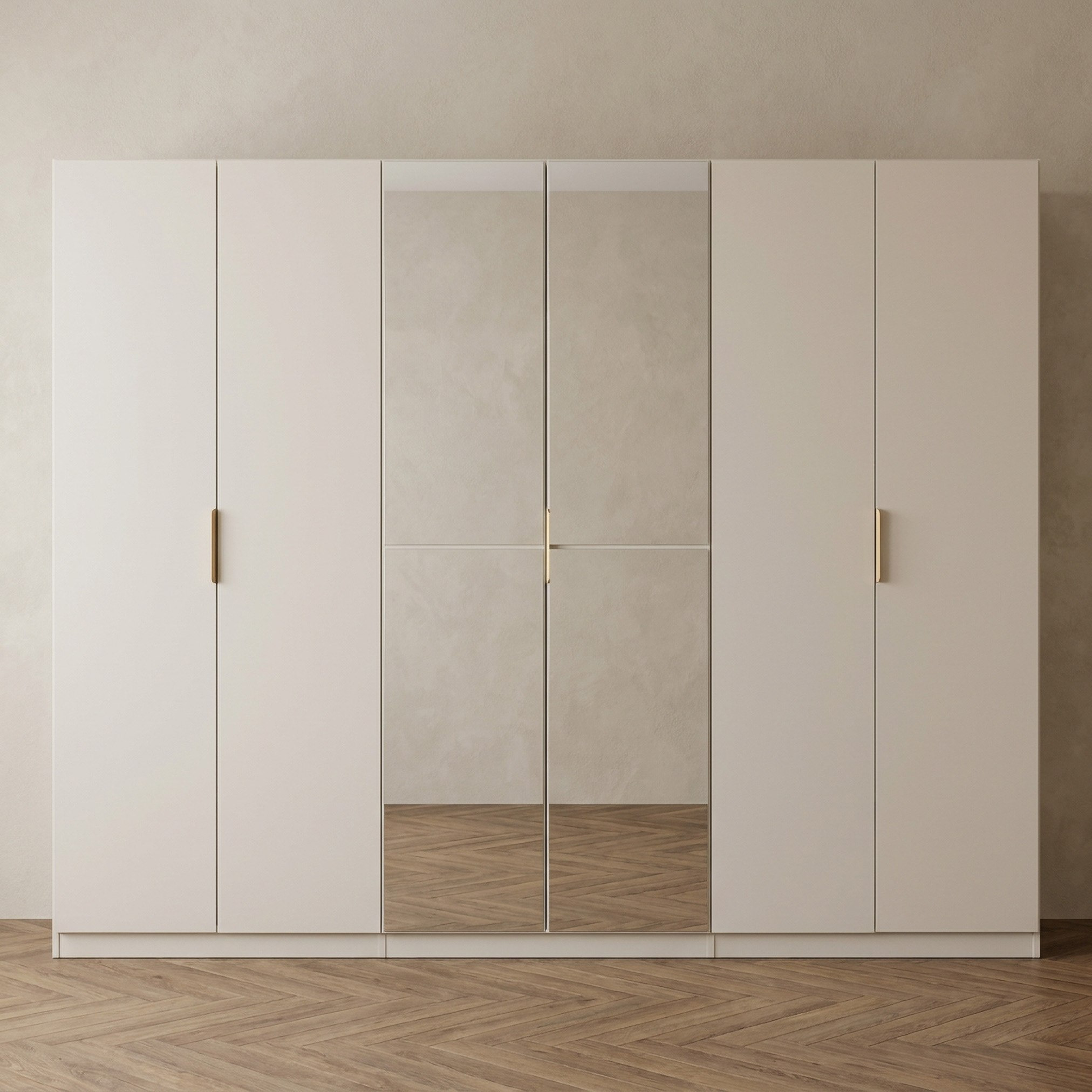 Carlow 6-Door Wardrobe with 2-Drawers and Mirrors-hbxfurniture-wardrobes-image-2