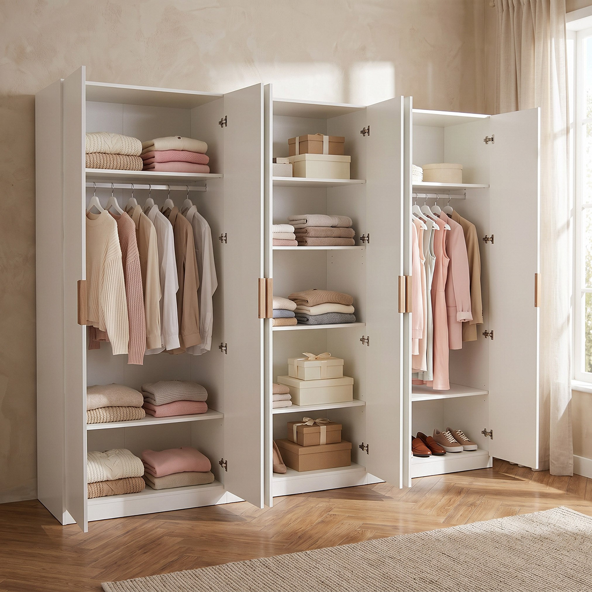Carlow 6-Door Wardrobe with 2-Drawers and Mirrors-hbxfurniture-wardrobes-image-4
