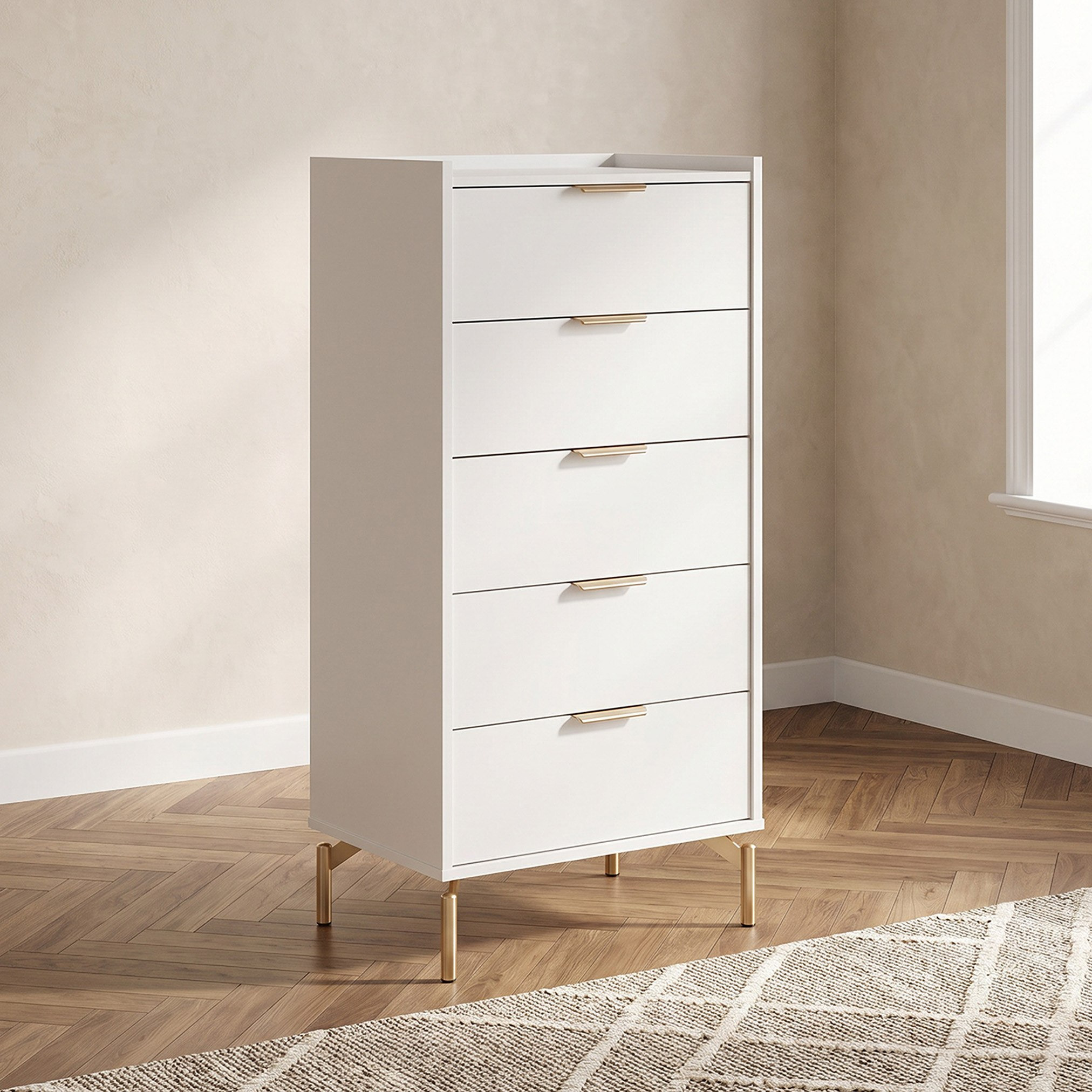Carlow Sintered Stone Chest Of 5-Drawers-hbxfurniture-dressersandchests-chestofdrawers-image-1
