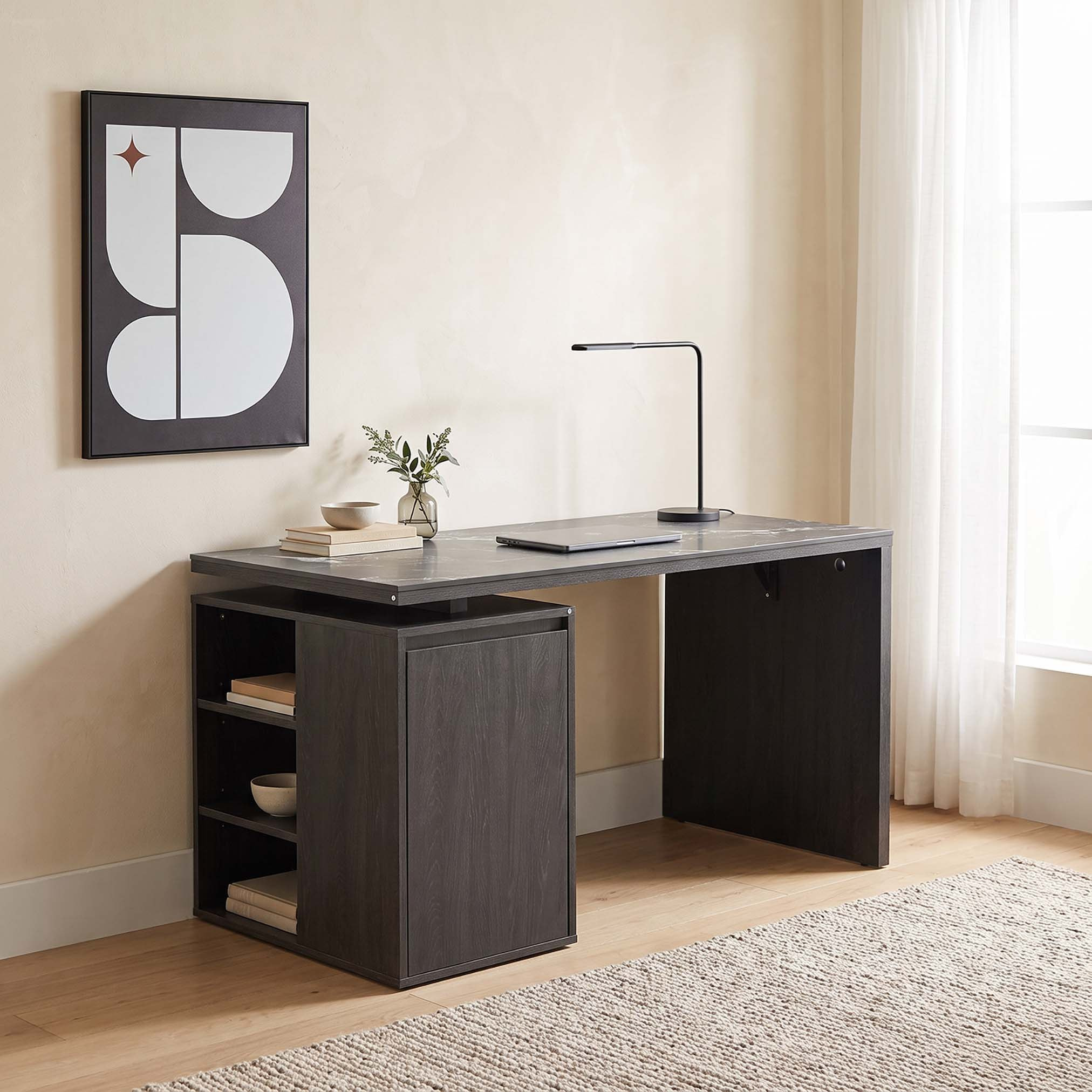 Leonor Sintered Stone Study Desk with Open Shelf-hbxfurniture-office-desks-image-1