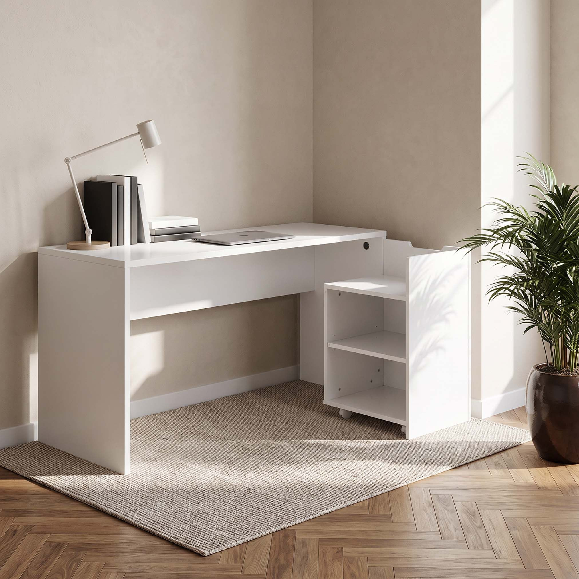 Liberty Study Desk with Portable Open Shelf Storage Unit-hbxfurniture-office-desks-image-3