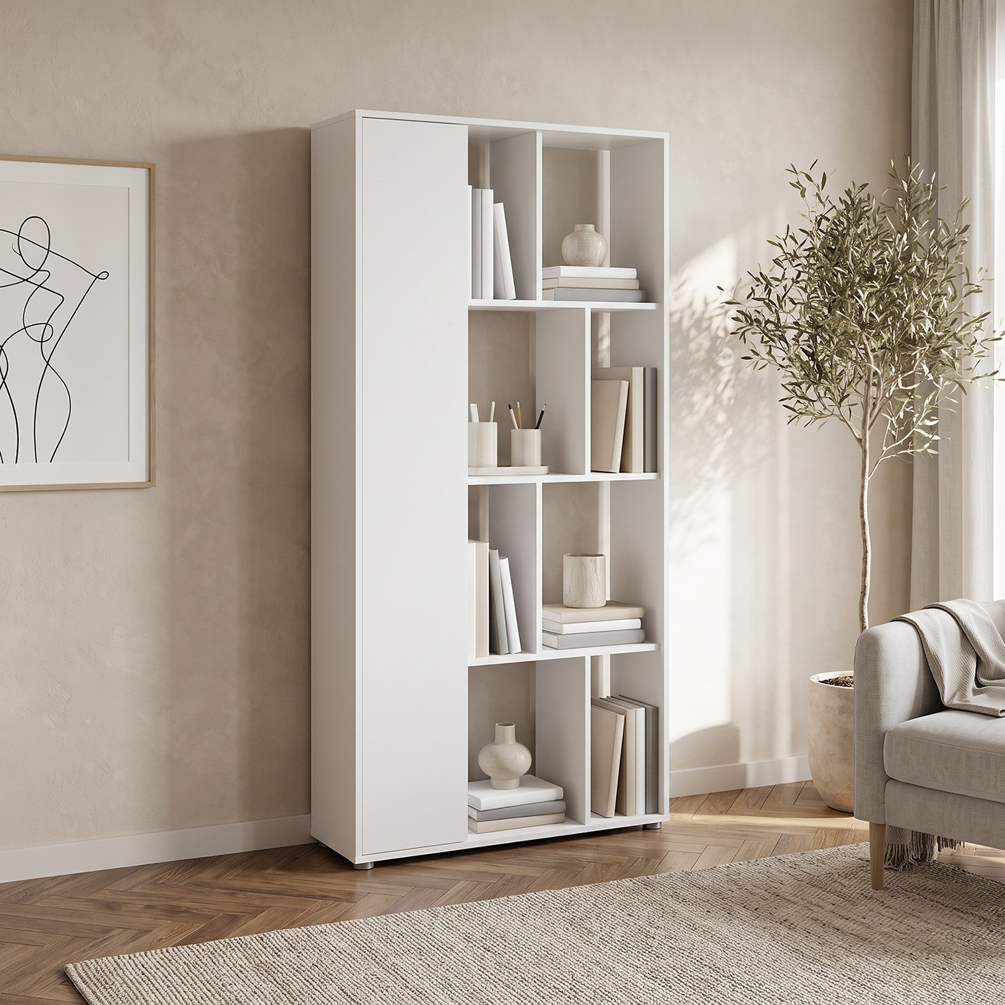 خزانة كتب بباب و4 مستويات - ليبرتي-hbxfurniture-office-bookcases-image-2