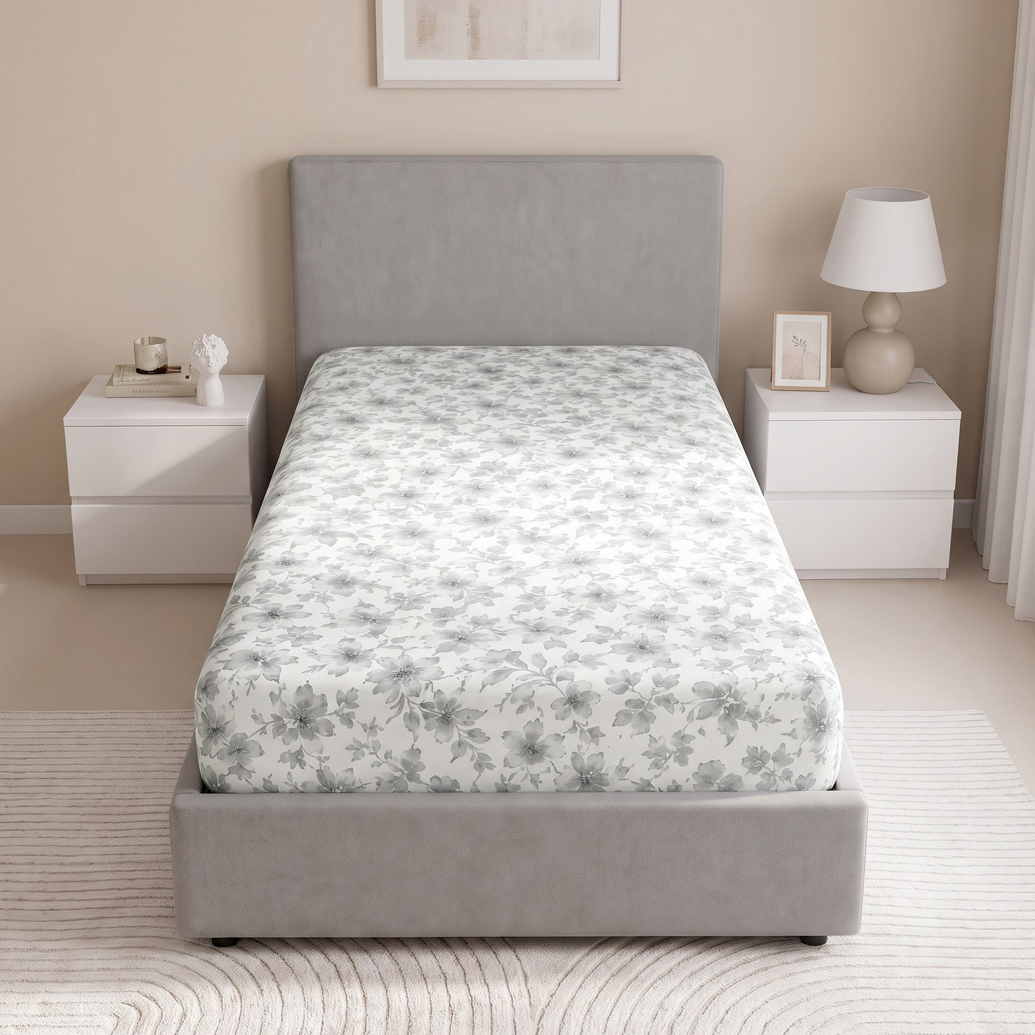 Albania Medow Cotton Single Fitted Sheet - 90x200+25 cm-hbxhomeware-bedding-fittedsheets-image-3