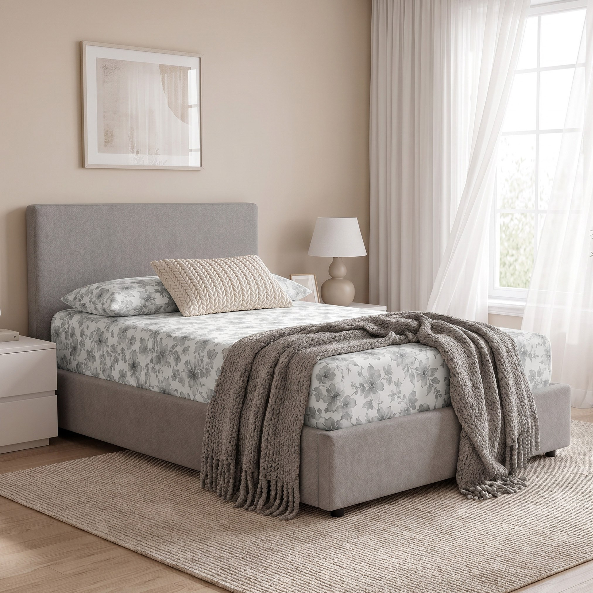Albania Medow Cotton Single Fitted Sheet - 90x200+25 cm-hbxhomeware-bedding-fittedsheets-image-6