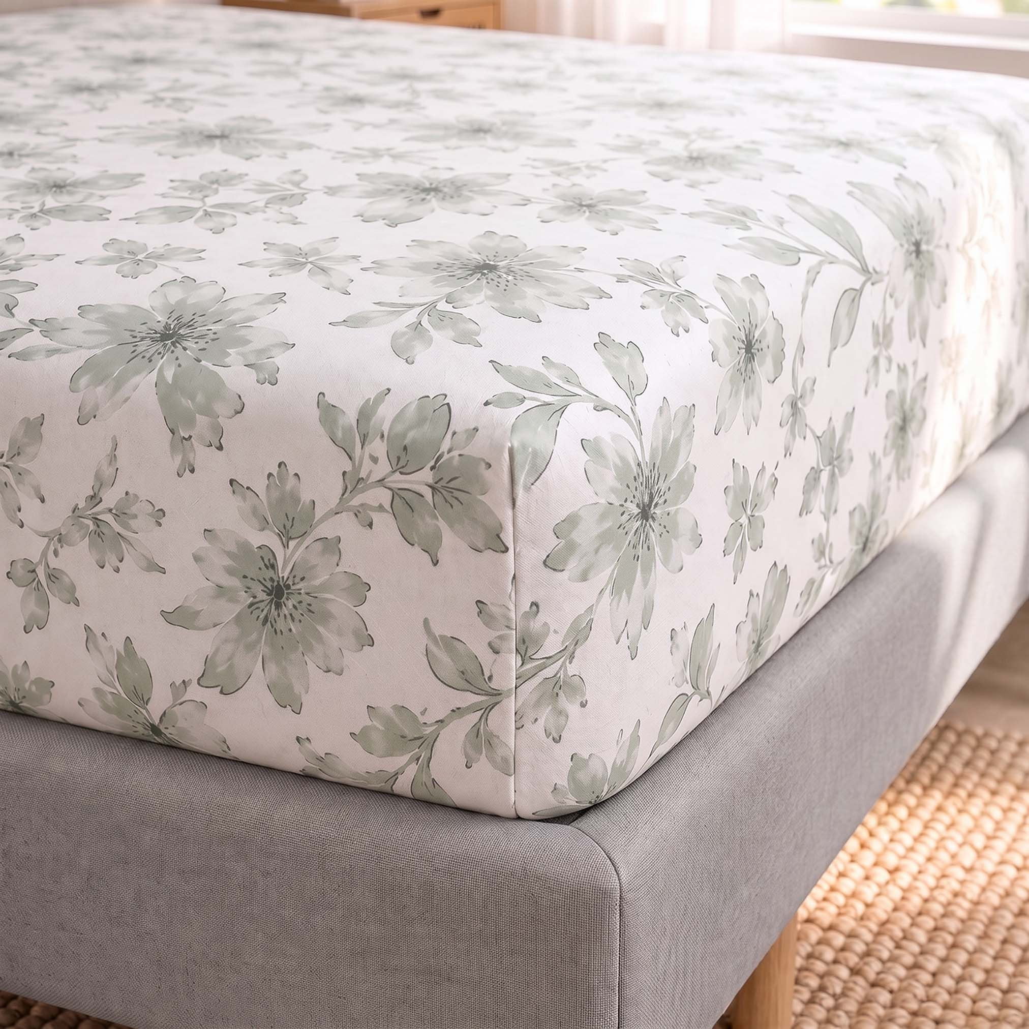 شرشف مطاطي قطن مقاس سوبر كوين ميدو من ألبانيا - 160x200+25 سم-hbxhomeware-bedding-fittedsheets-image-2