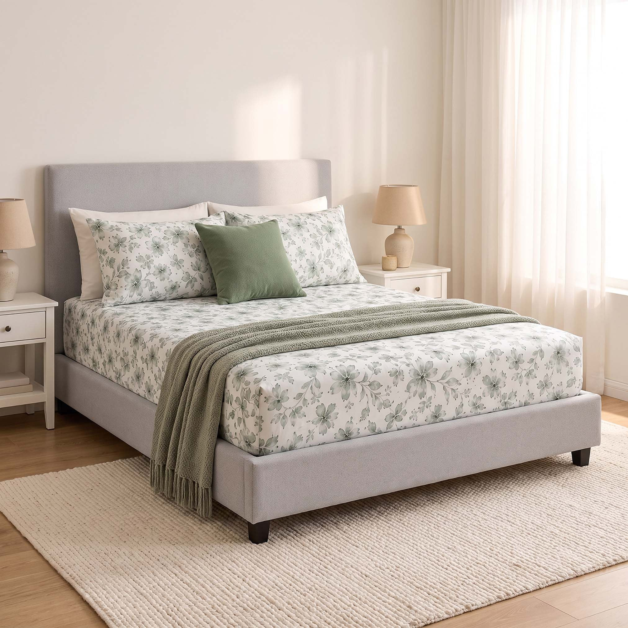 شرشف مطاطي قطن مقاس سوبر كوين ميدو من ألبانيا - 160x200+25 سم-hbxhomeware-bedding-fittedsheets-image-7