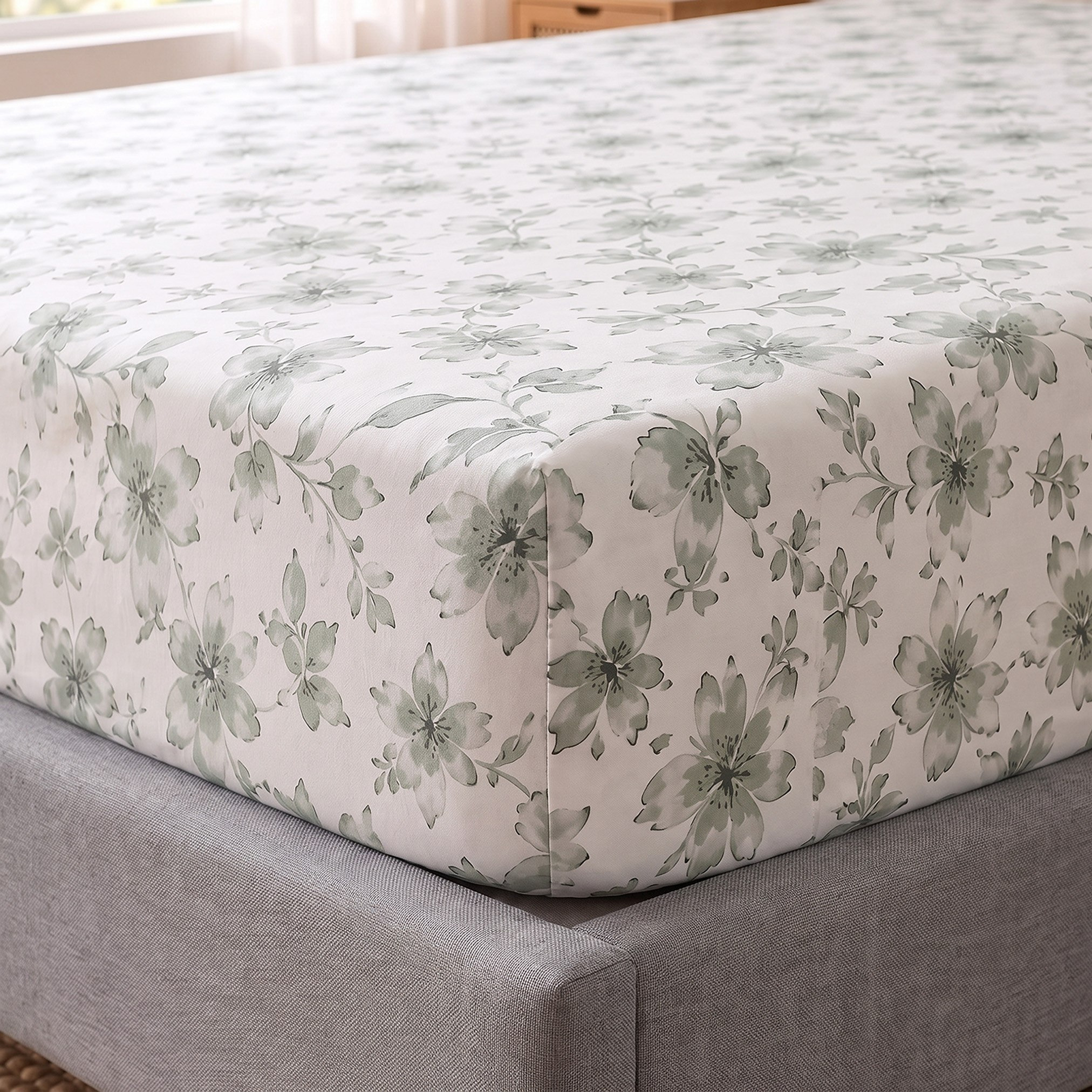 شرشف مطاطي قطن كينج ميدو من ألبانيا - 180x200+25 سم-hbxhomeware-bedding-fittedsheets-image-1