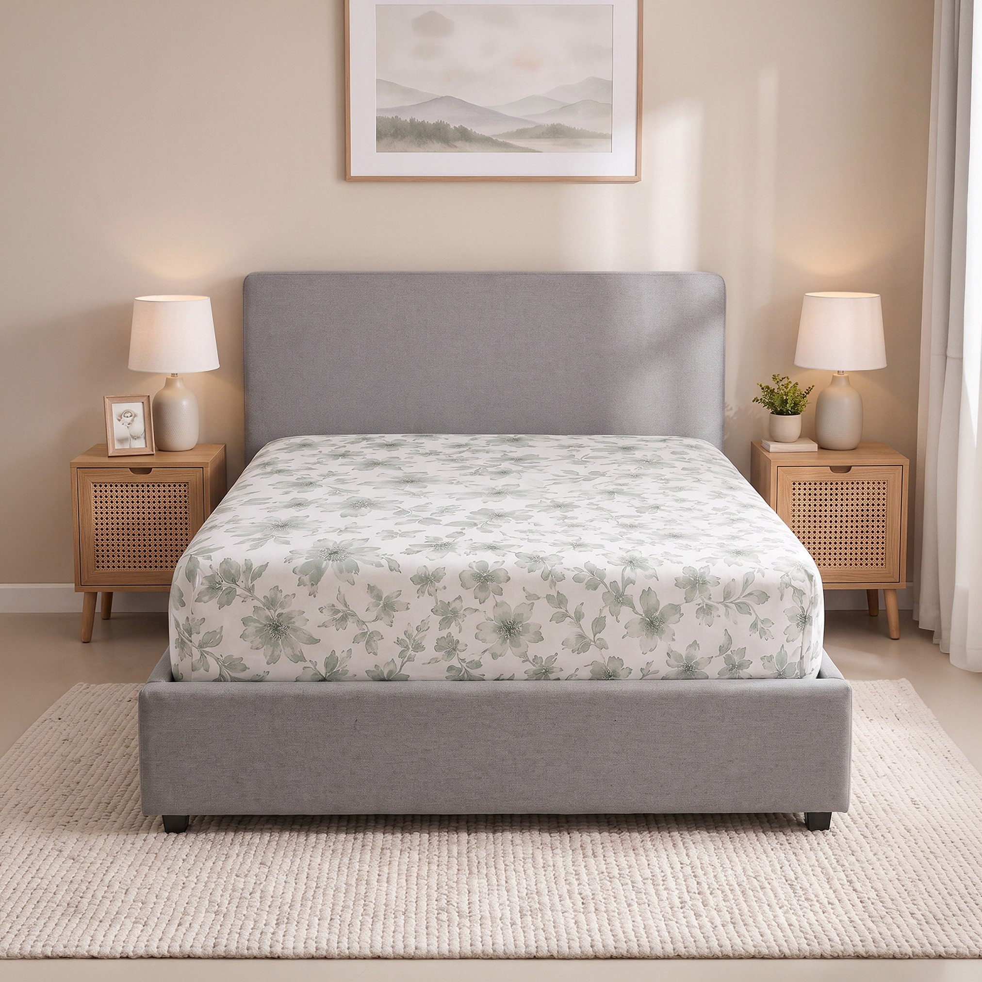 شرشف مطاطي قطن كينج ميدو من ألبانيا - 180x200+25 سم-hbxhomeware-bedding-fittedsheets-image-3