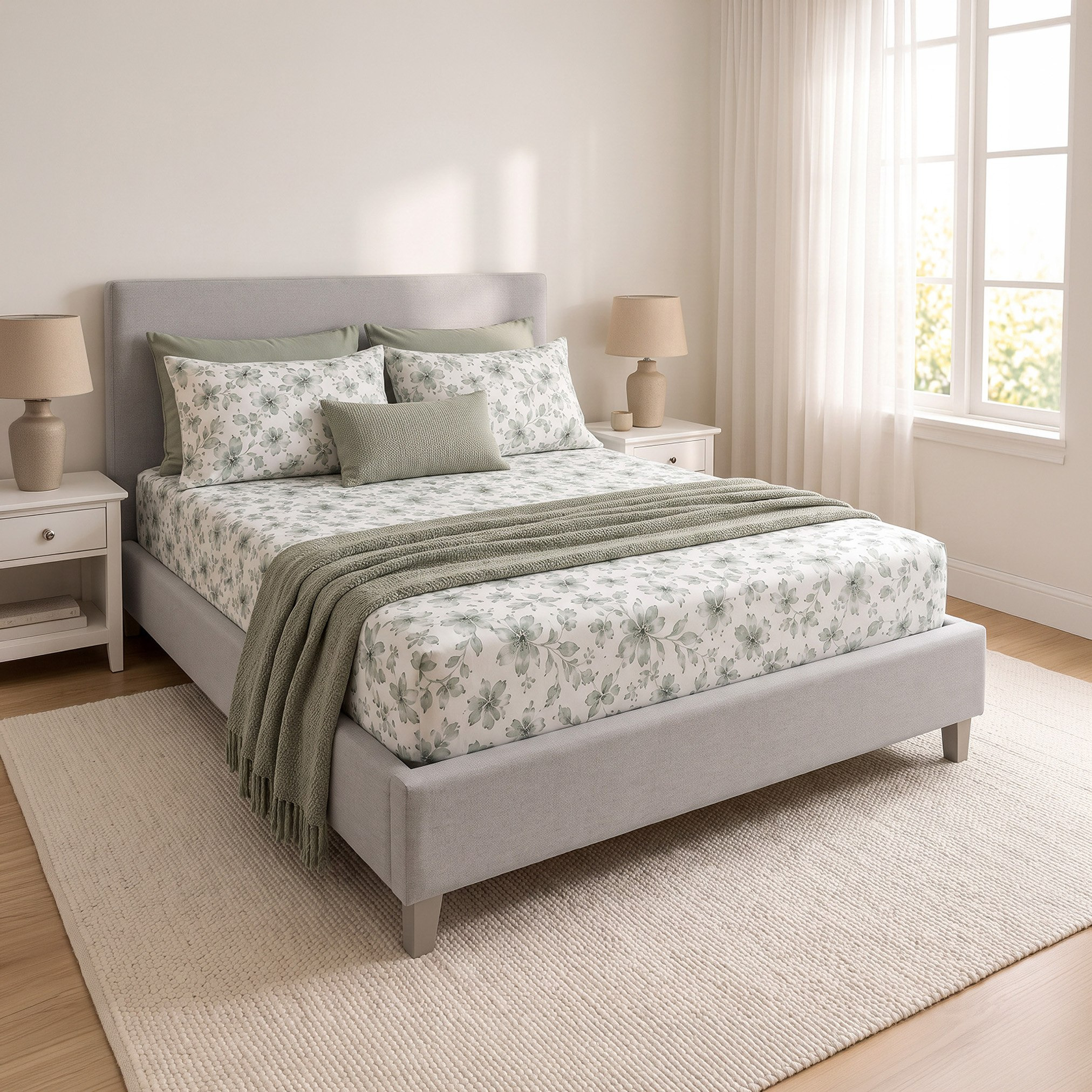 شرشف مطاطي قطن كينج ميدو من ألبانيا - 180x200+25 سم-hbxhomeware-bedding-fittedsheets-image-8