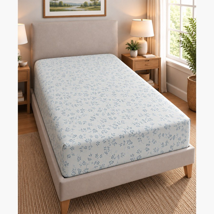 Malta Fable Printed Cotton Twin Fitted Sheet - 120x200+33 cm-hbxhomeware-bedding-fittedsheets-image-2