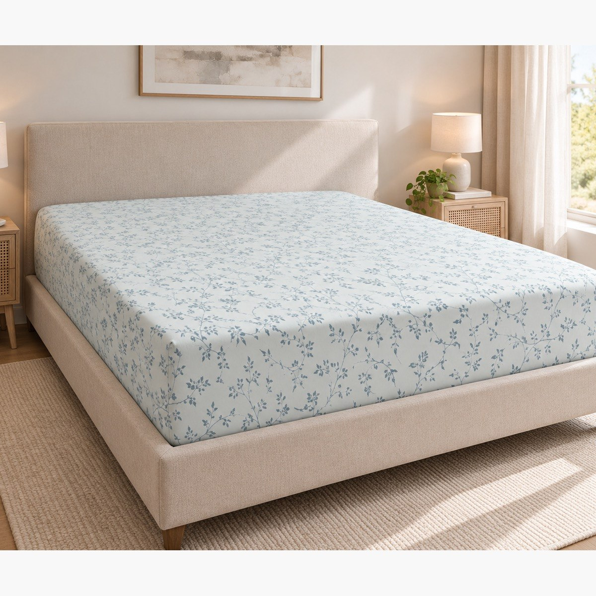 Malta Fable Printed Cotton Queen Fitted Sheet - 150x200+33 cm-hbxhomeware-bedding-fittedsheets-image-2