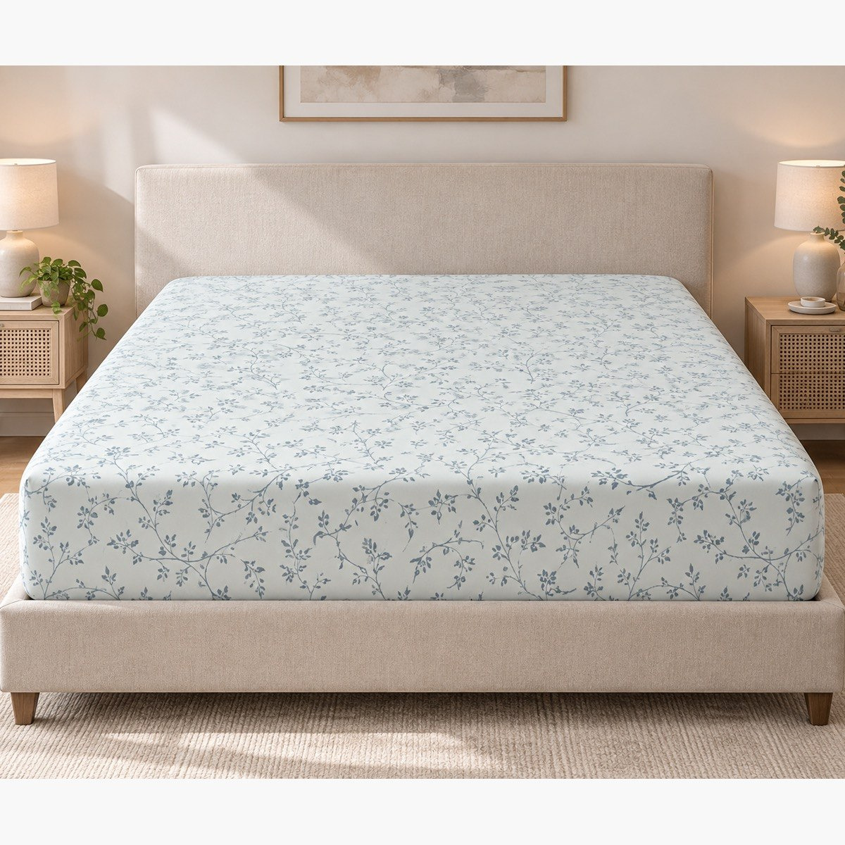 Malta Fable Printed Cotton Queen Fitted Sheet - 150x200+33 cm-hbxhomeware-bedding-fittedsheets-image-3