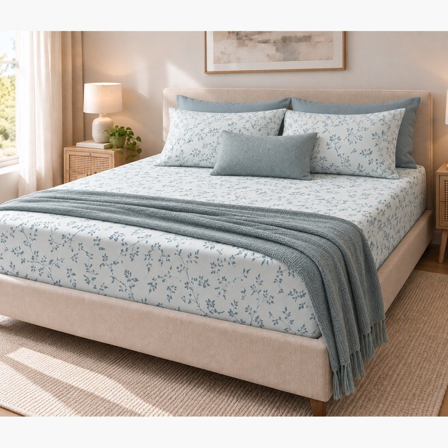 Malta Fable Printed Cotton Queen Fitted Sheet - 150x200+33 cm-hbxhomeware-bedding-fittedsheets-image-4