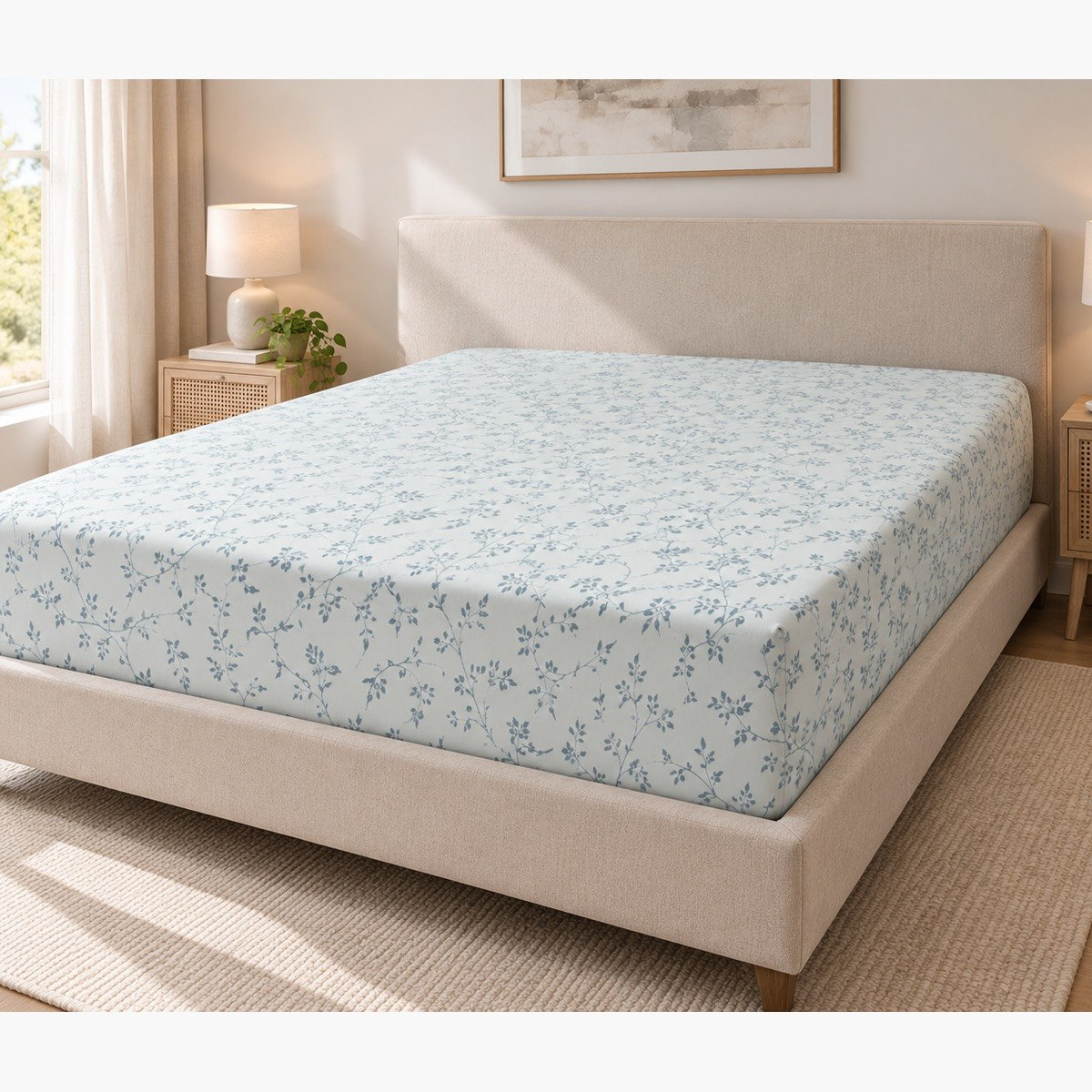 Malta Fable Printed Cotton King Fitted Sheet - 180x200+33 cm-hbxhomeware-bedding-fittedsheets-image-2