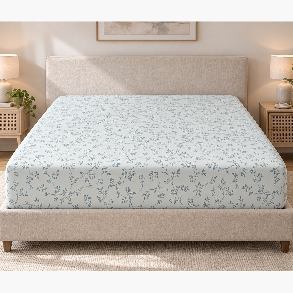 Malta Fable Printed Cotton King Fitted Sheet - 180x200+33 cm-hbxhomeware-bedding-fittedsheets-image-3