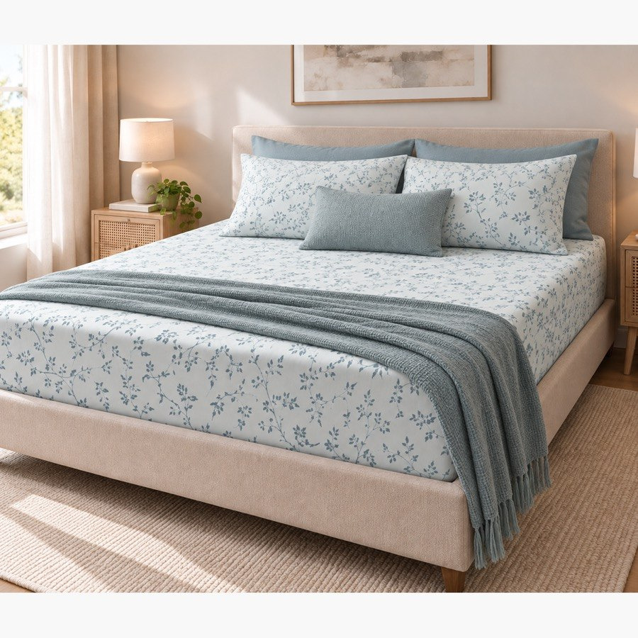 Malta Fable Printed Cotton King Fitted Sheet - 180x200+33 cm-hbxhomeware-bedding-fittedsheets-image-4