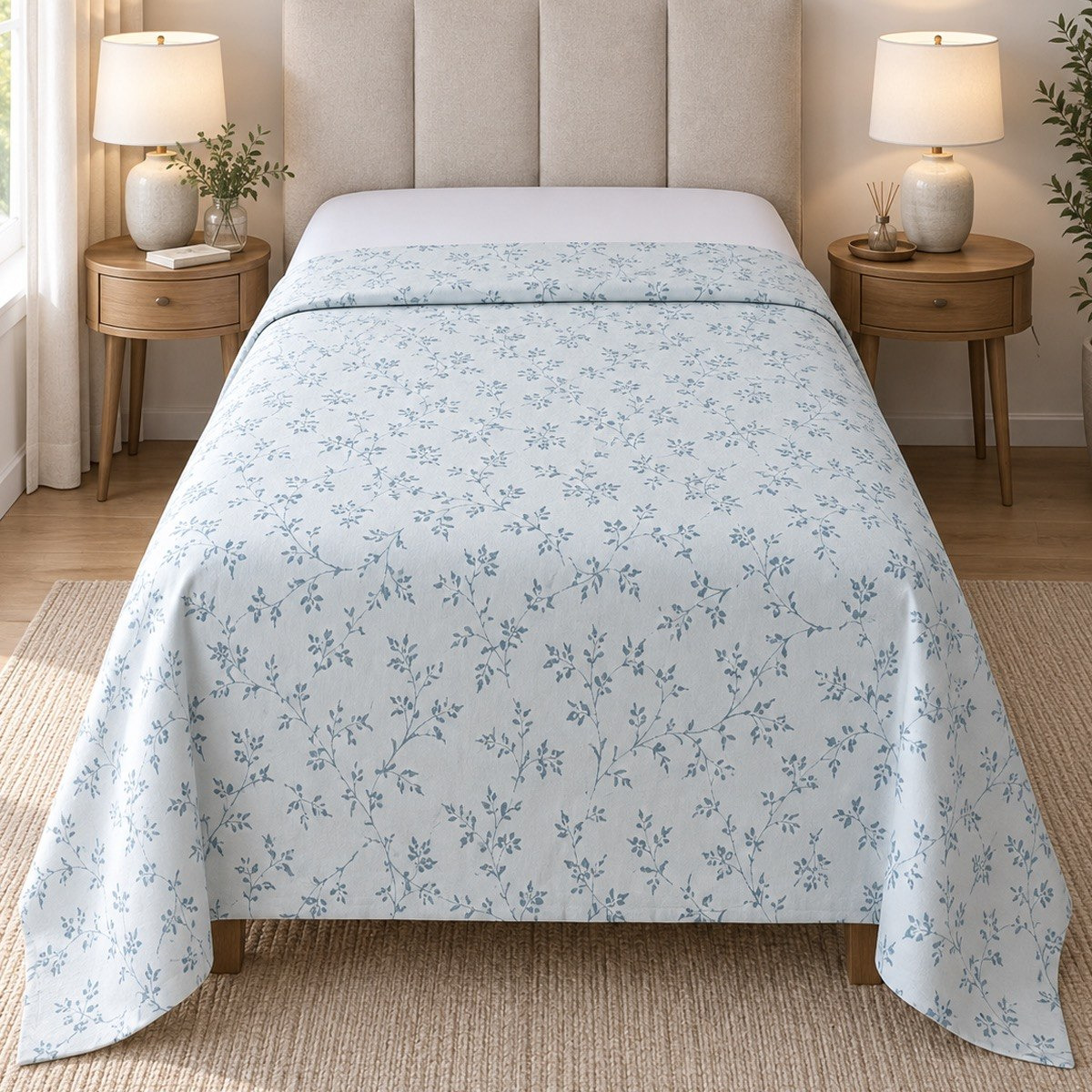 Malta Fable Printed Cotton Twin Flat Sheet - 170x260 cm-hbxhomeware-bedding-flatsheets-image-2